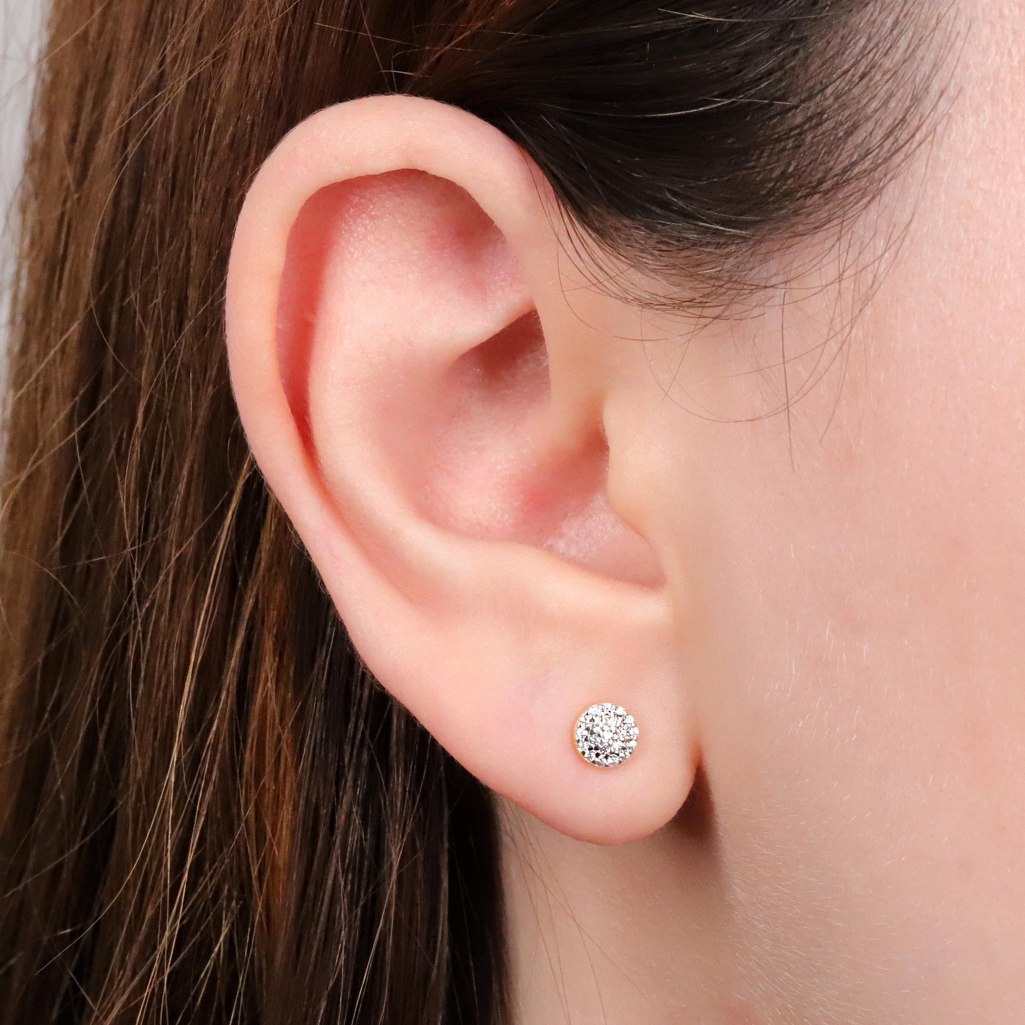 Pave Disc Stud Earrings
