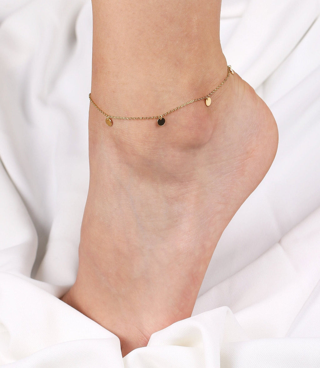 Sterling Silver Dangling Coin Anklet