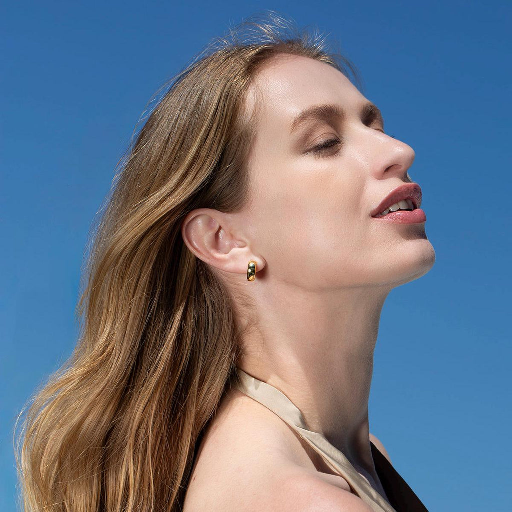 Chunky Gold Huggie Hoop Earrings