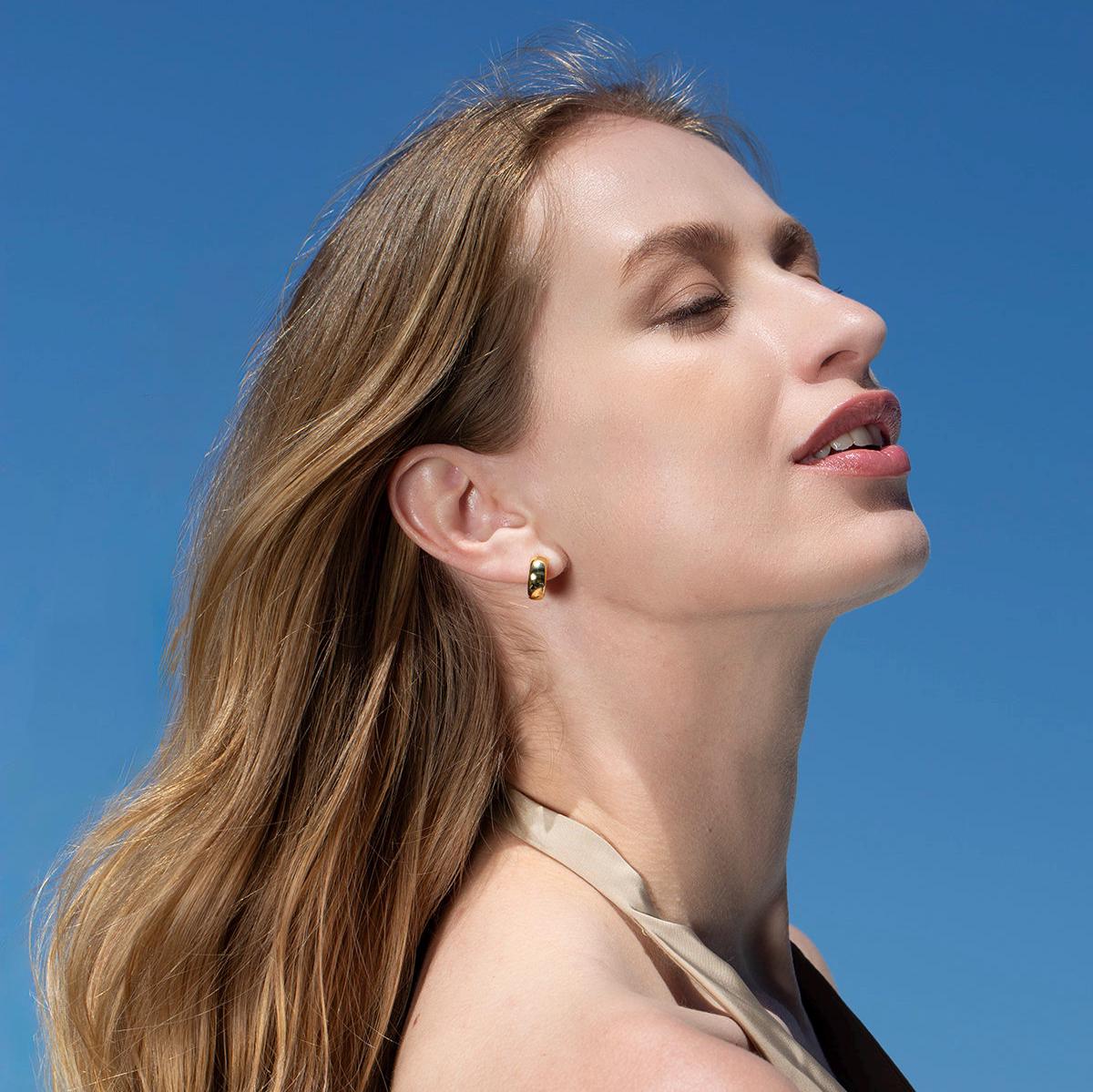 Chunky Gold Huggie Hoop Earrings