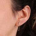 Crescent Moon Chain Stud Earrings
