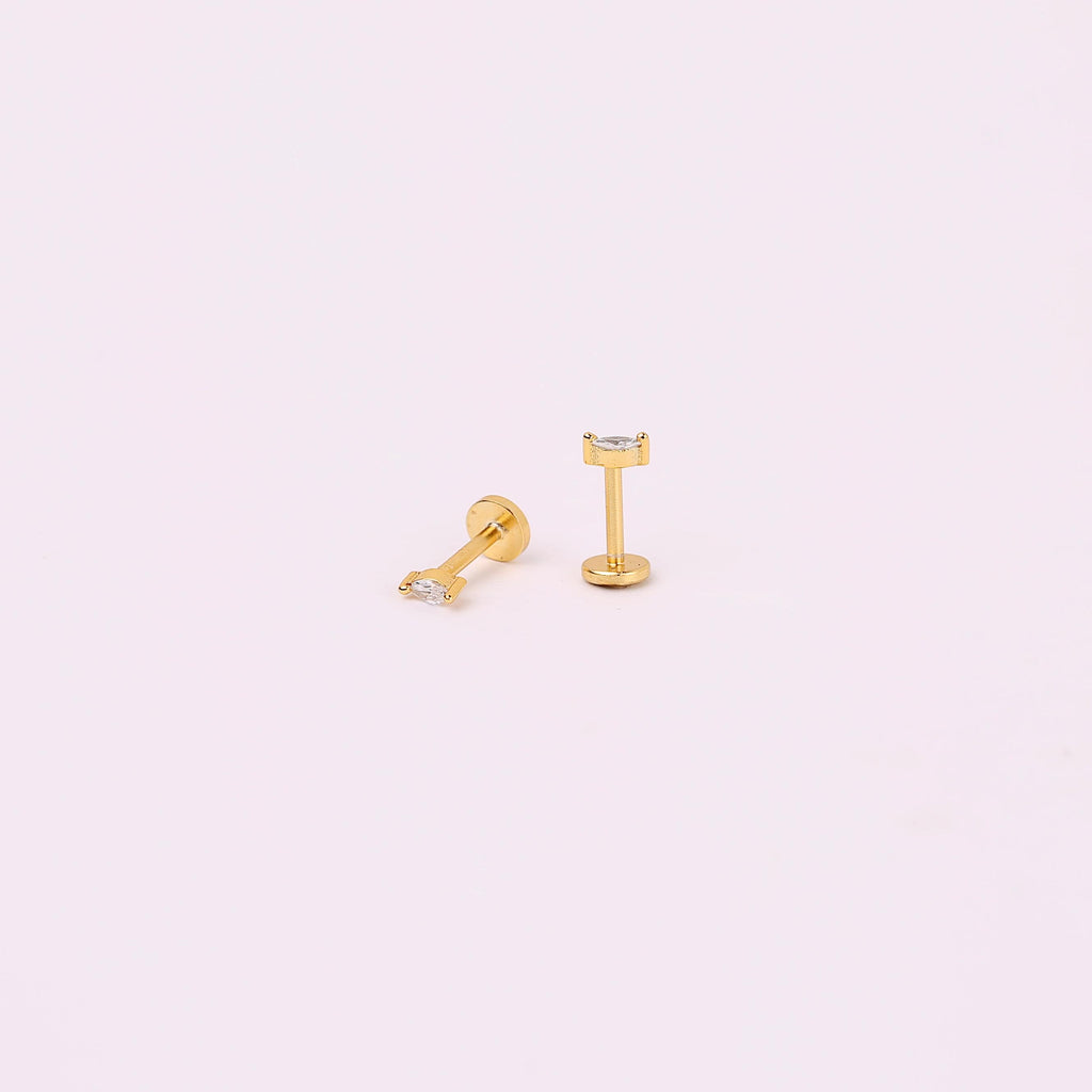Dainty Marquise CZ Flat Back Stud