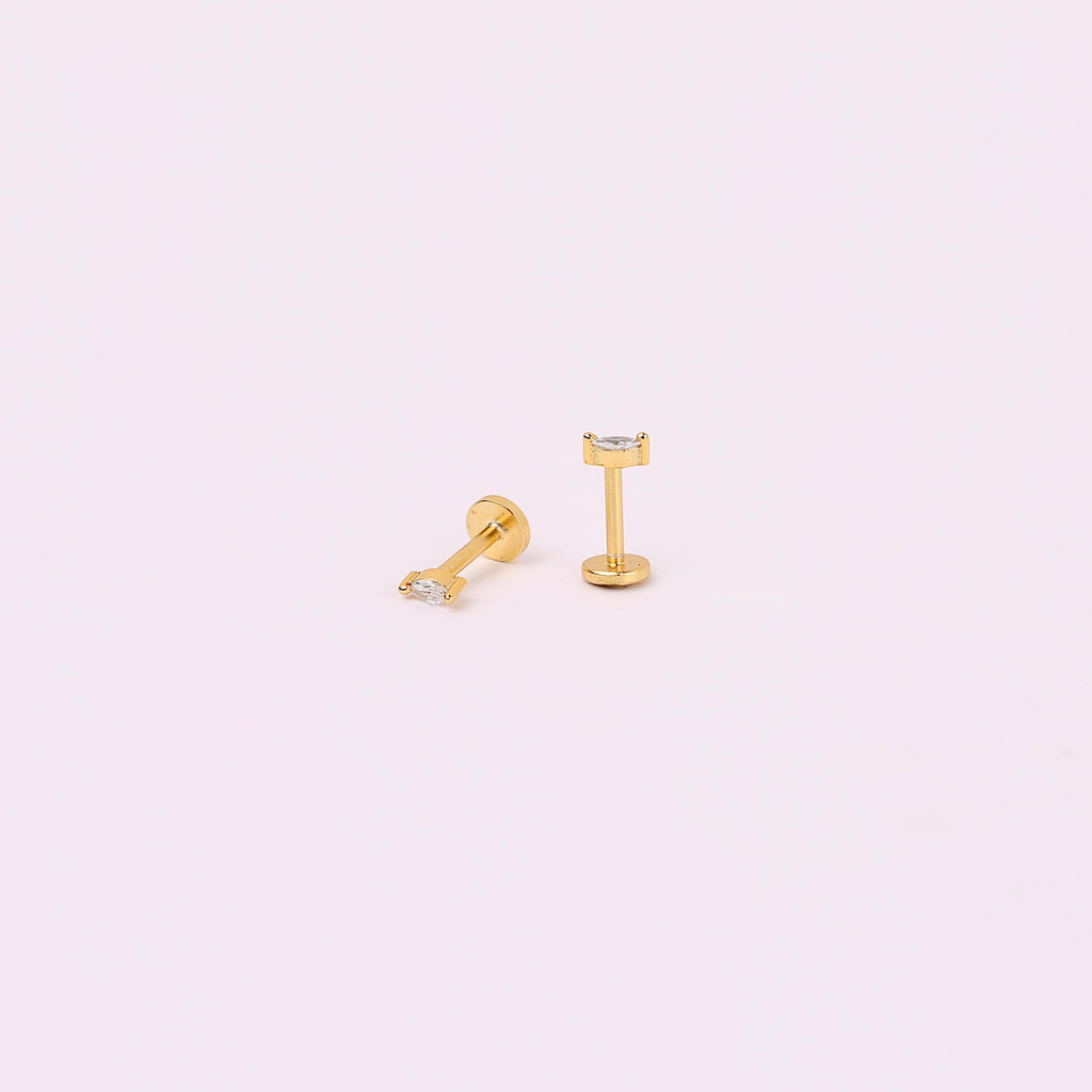 Tiny Marquise CZ Threadless Flat Back Earring