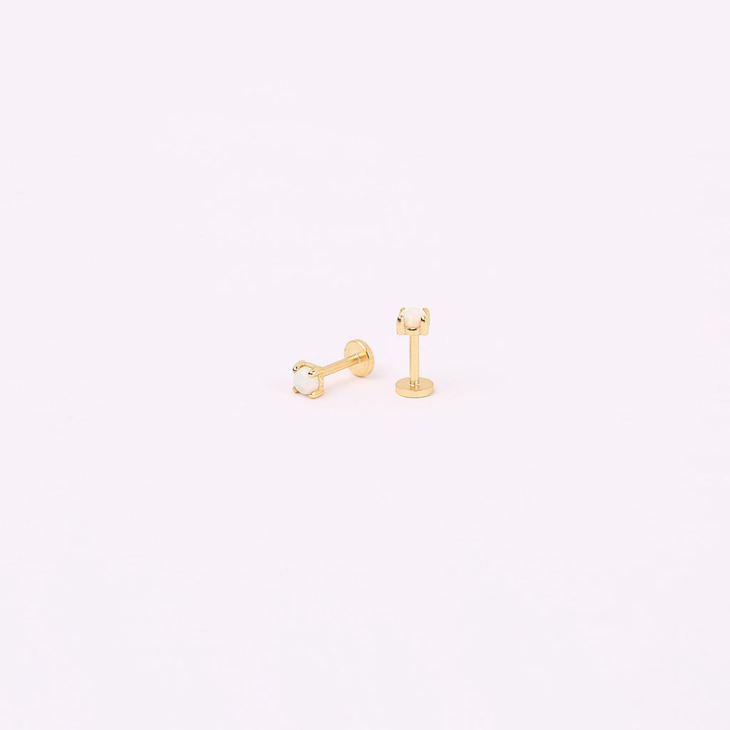 Tiny White Opal Flat Back Stud