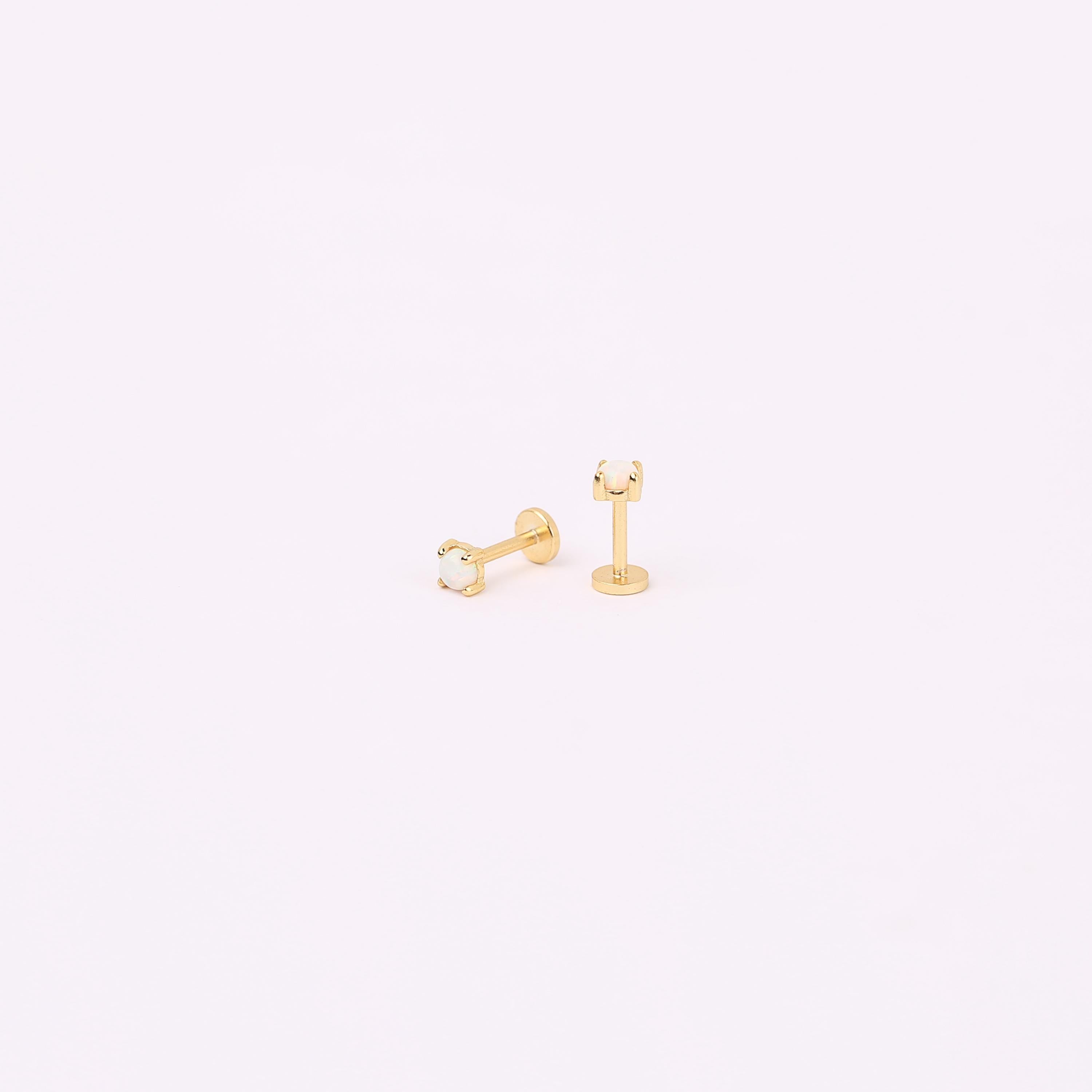 Tiny White Opal Flat Back Stud