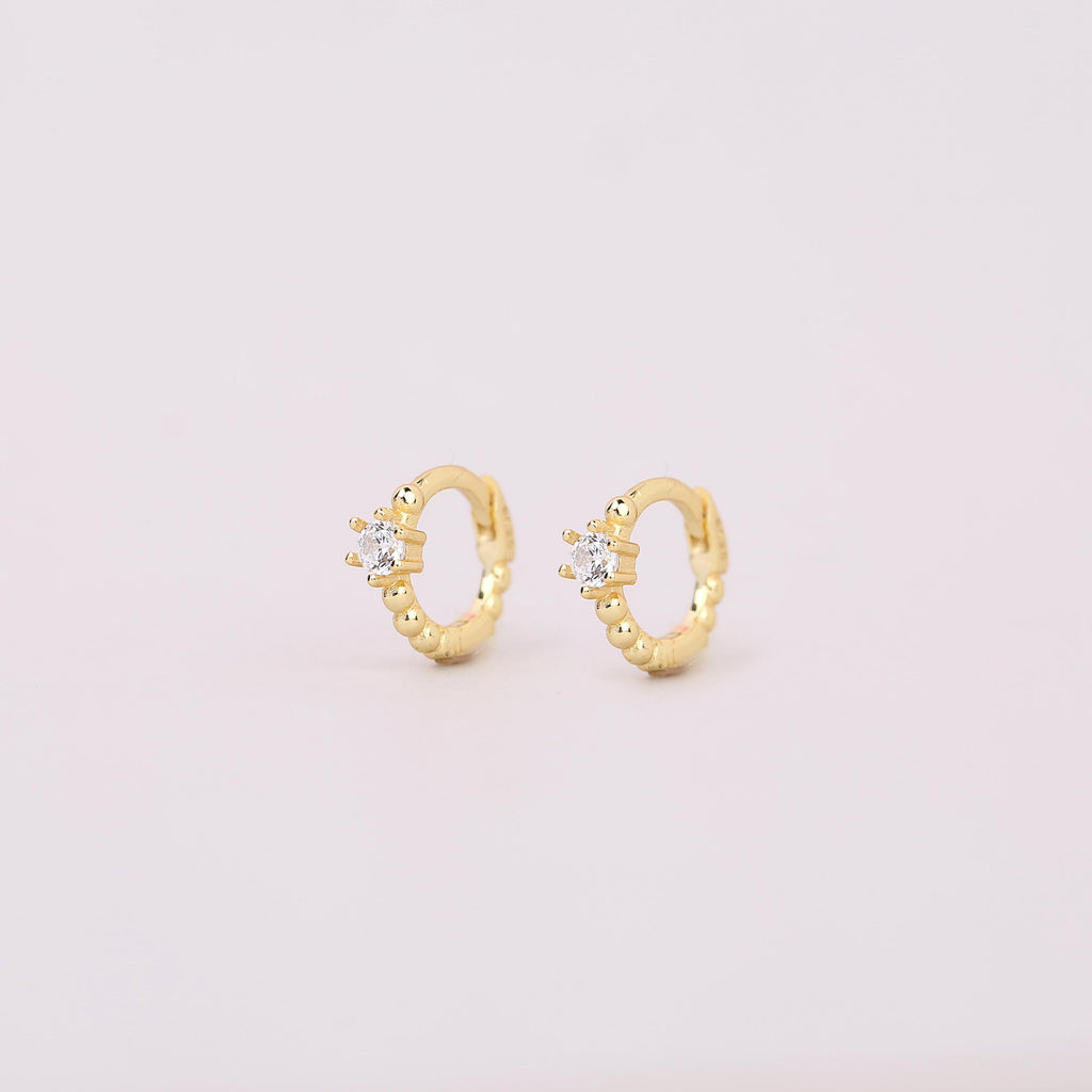 Tiny CZ Diamond Huggie Hoop Earrings