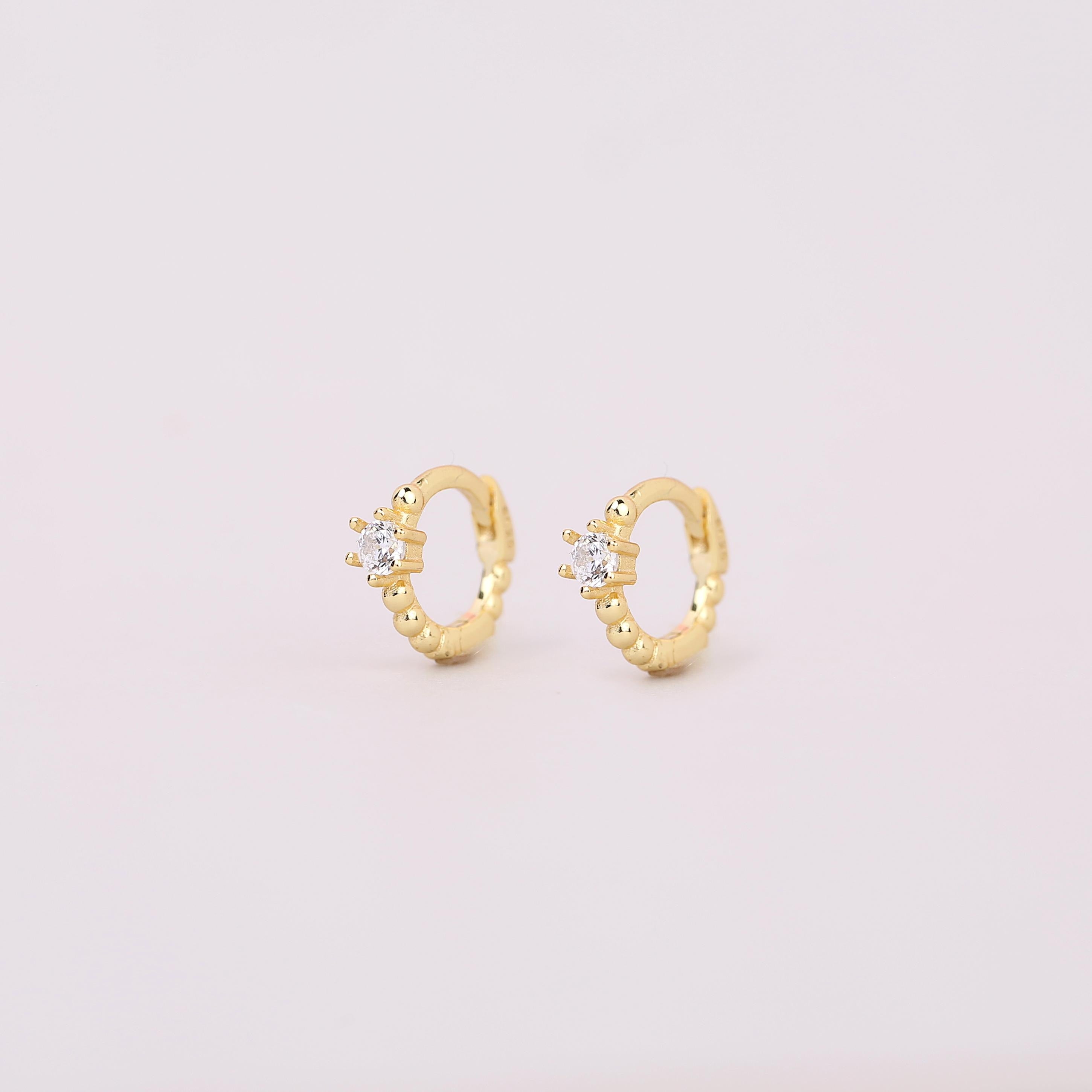 Tiny CZ Diamond Huggie Hoop Earrings