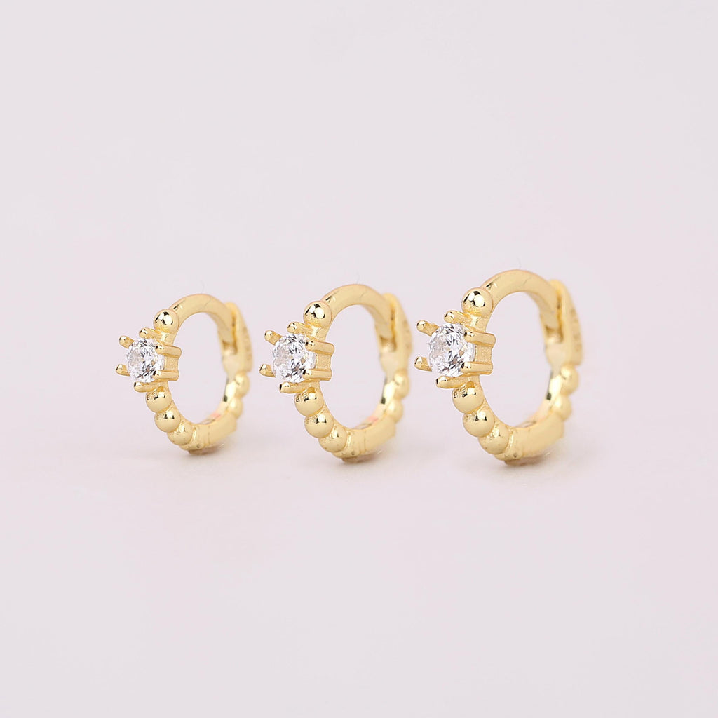 Tiny CZ Diamond Huggie Hoop Earrings