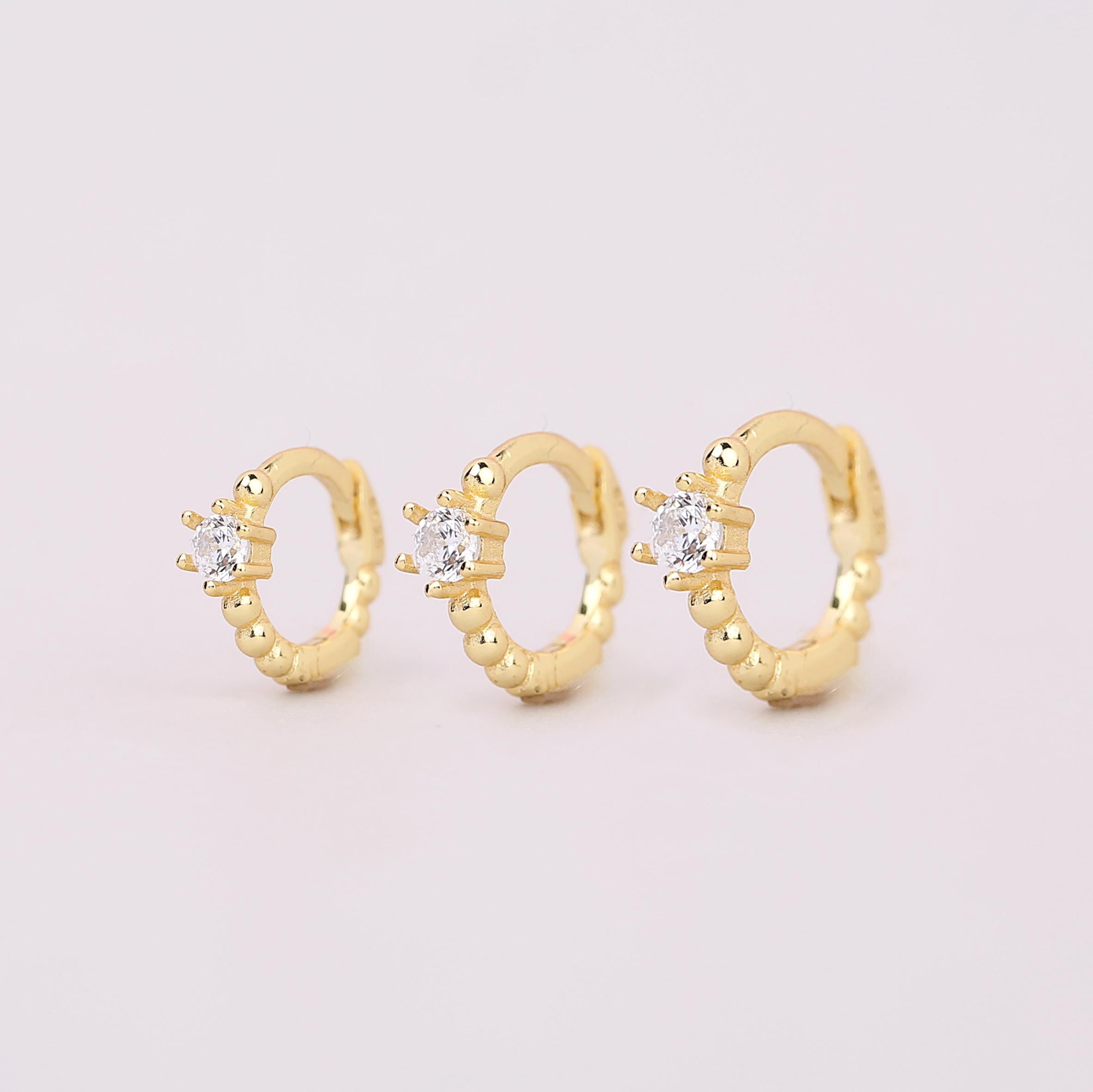 Tiny CZ Diamond Huggie Hoop Earrings