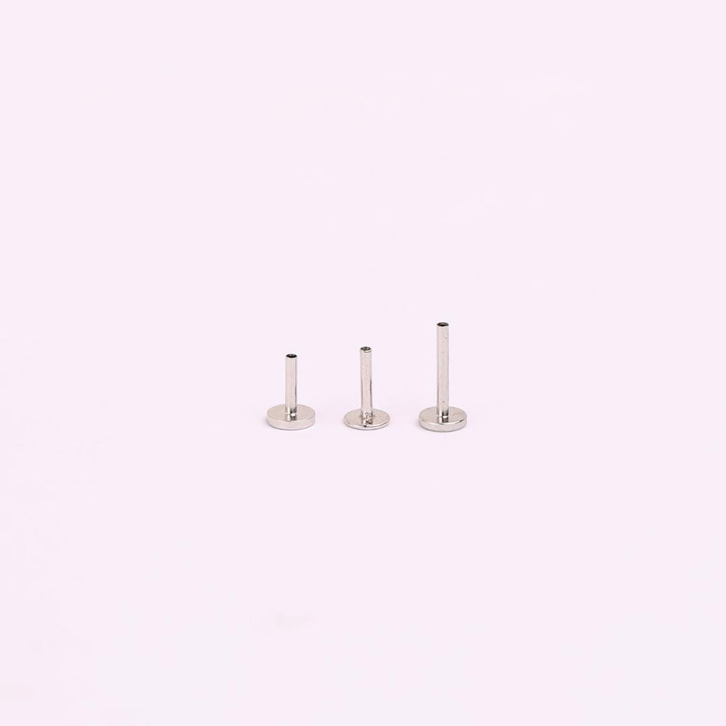 Tiny Pave CZ Disc Threadless Flat Back Stud 18G