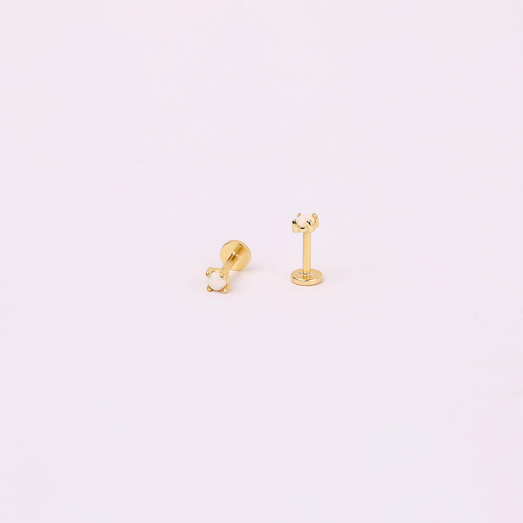 White Opal Flat Back Stud