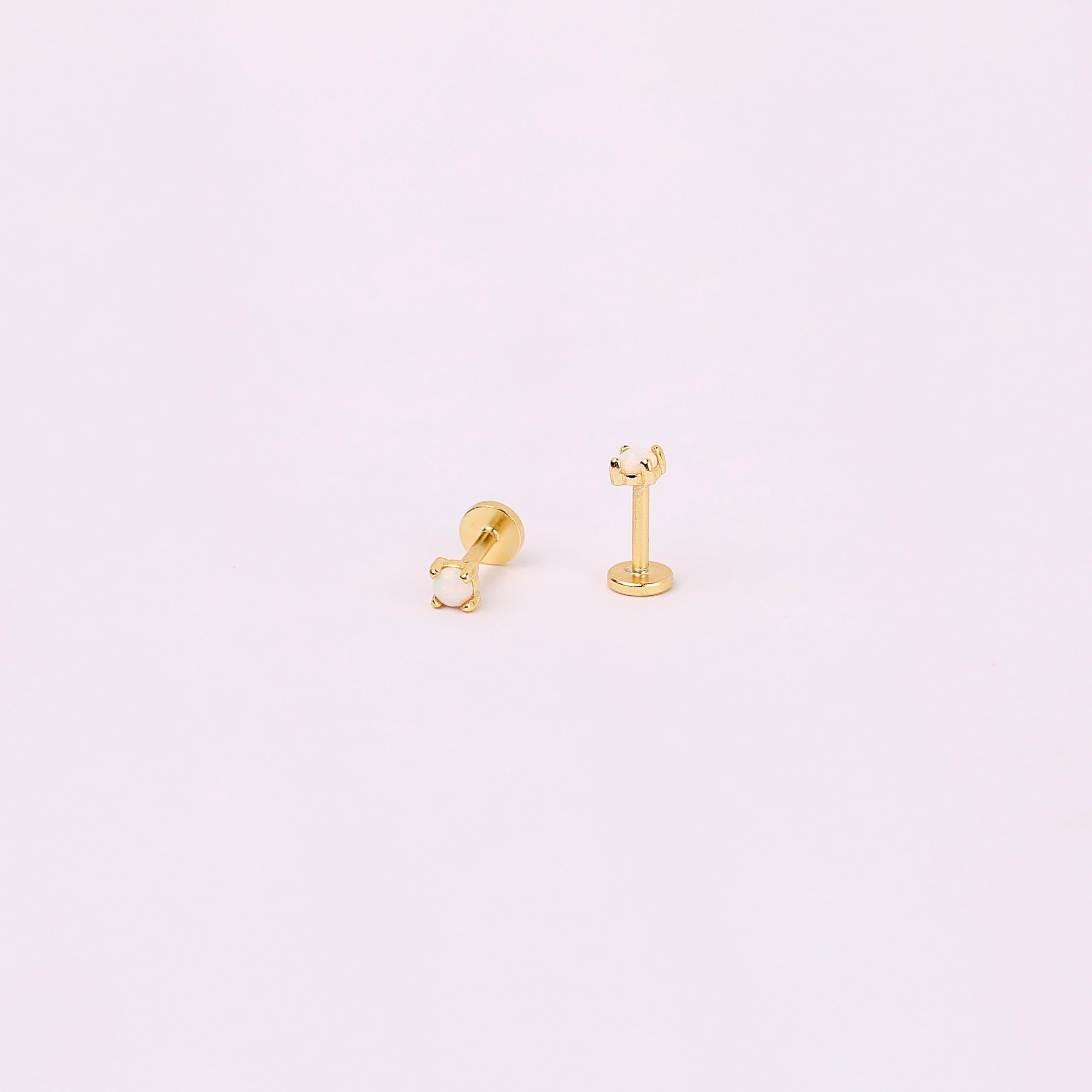 Tiny White Opal Flat Back Stud