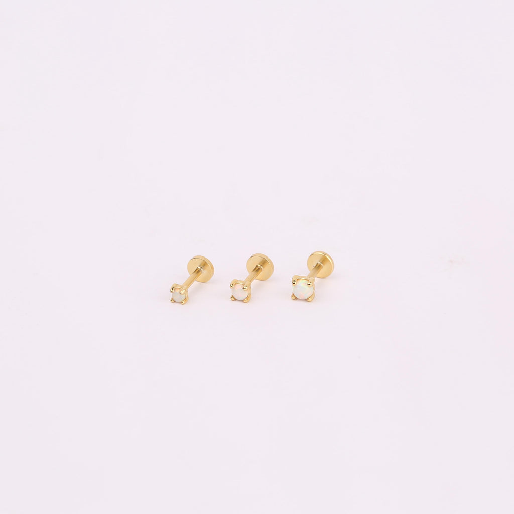Tiny White Opal Flat Back Stud
