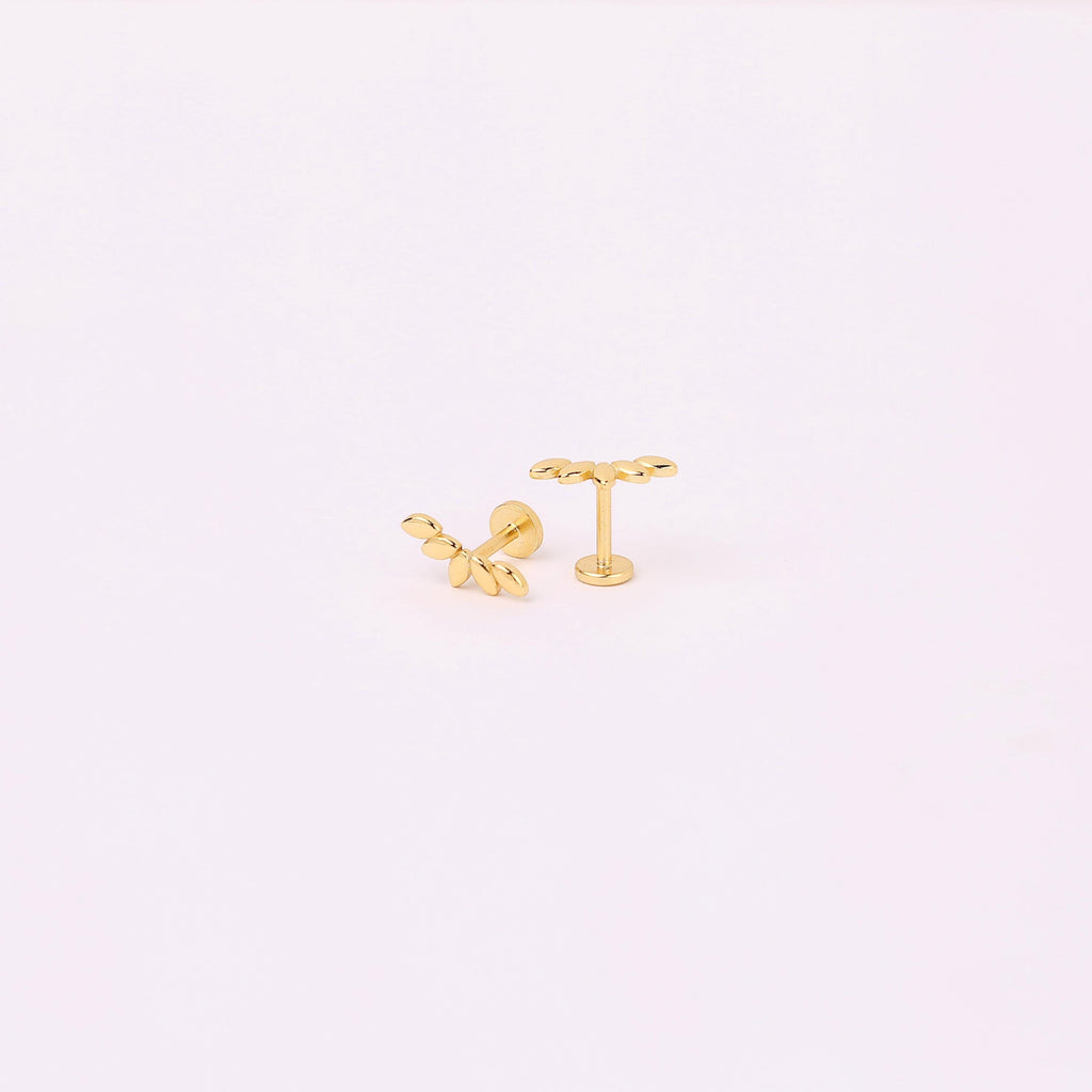 Climber Threadless End Push Pin Labret Gold Flat Back Stud