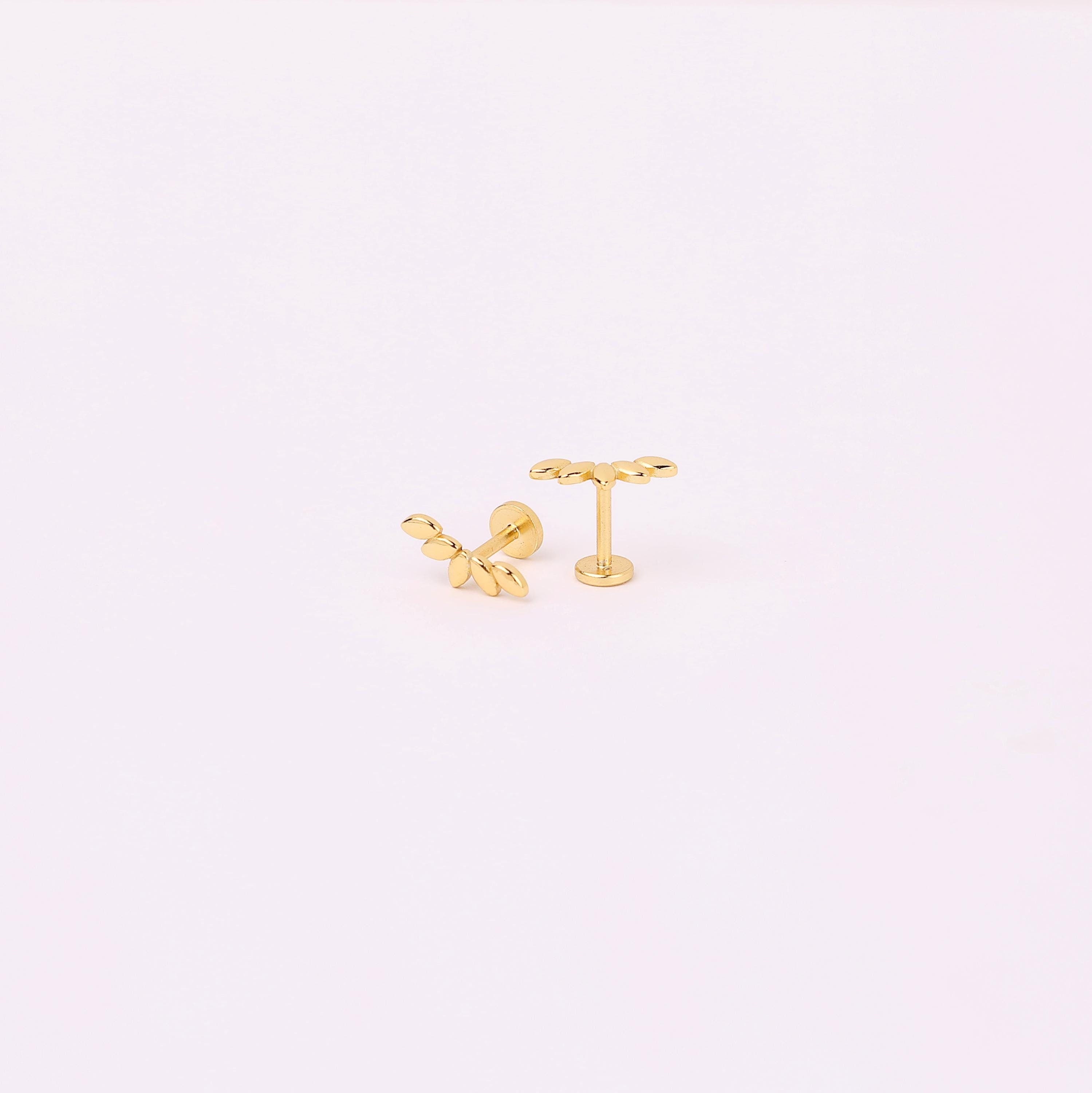 Climber Threadless End Push Pin Labret Gold Flat Back Stud