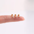 18G White Opal Threadless Push Pin Flat Back Labret Stud