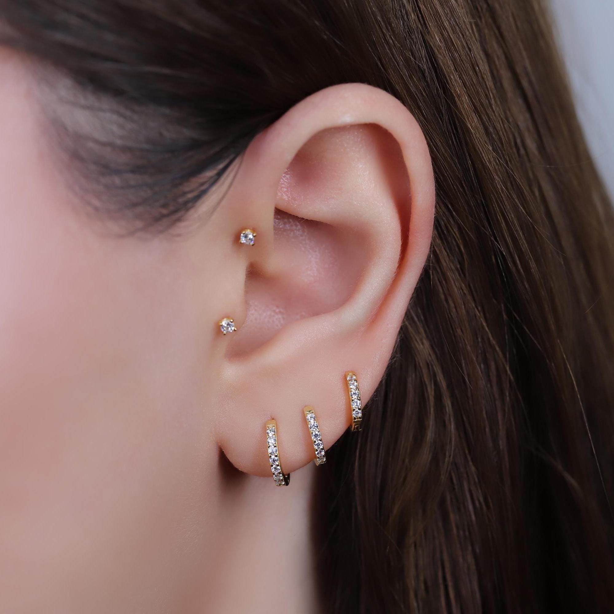 Tiny Gold Huggie Hoop Earrings