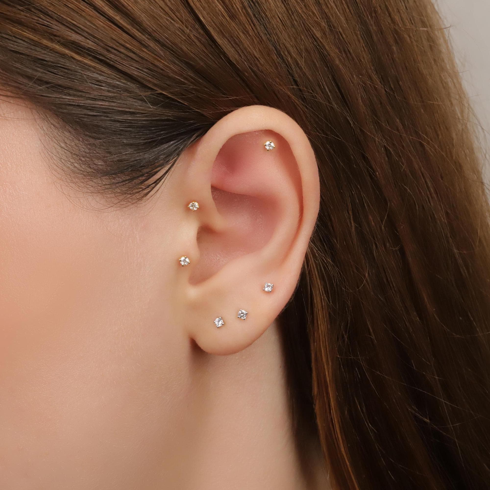 925 Sterling Silver Threadless Push Pin Labret Stud