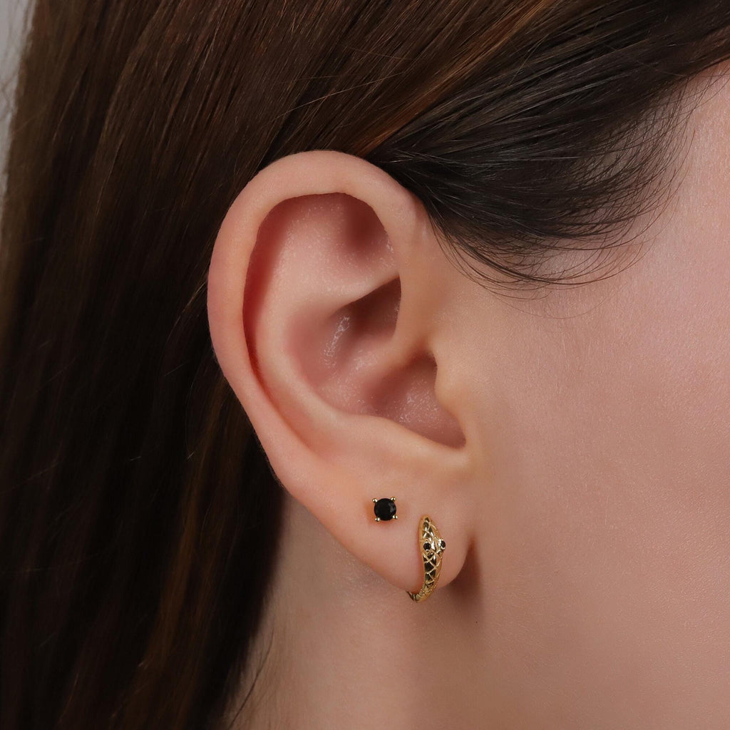 Gold Snake Huggie Hoop Earrings