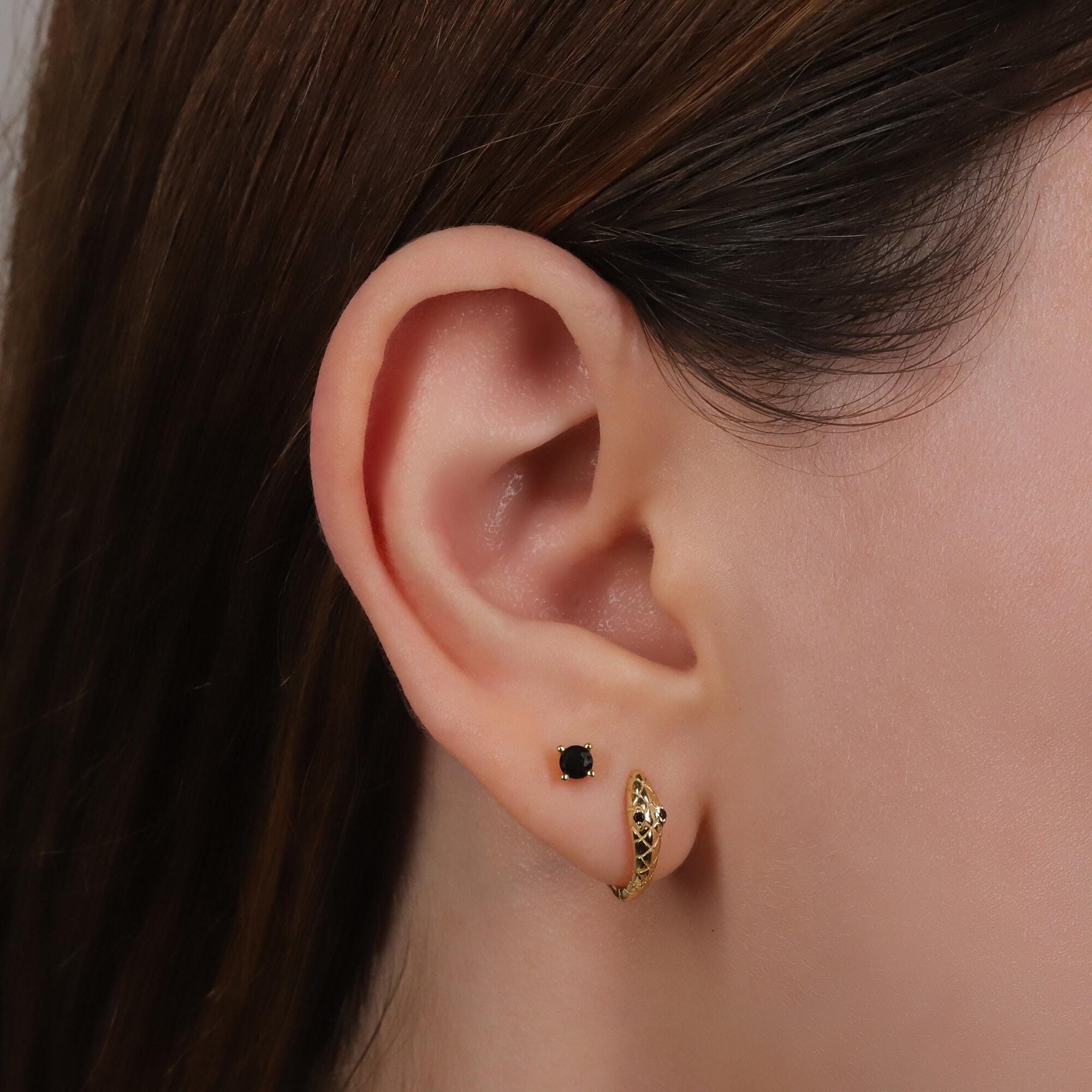 Gold Snake Huggie Hoop Earrings