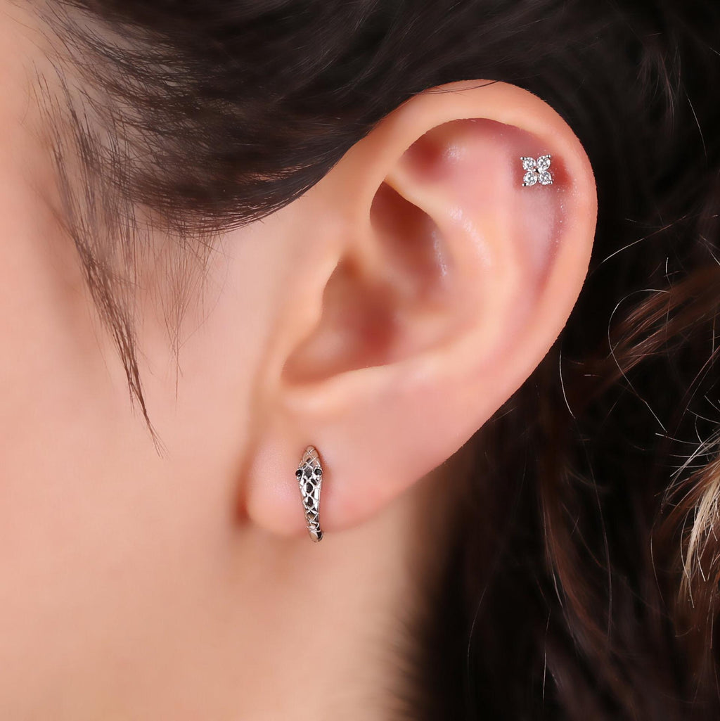 Gold Snake Huggie Hoop Earrings