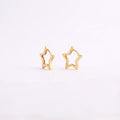 Gold Open Star Huggie Hoop Earrings: 925 Sterling Silver