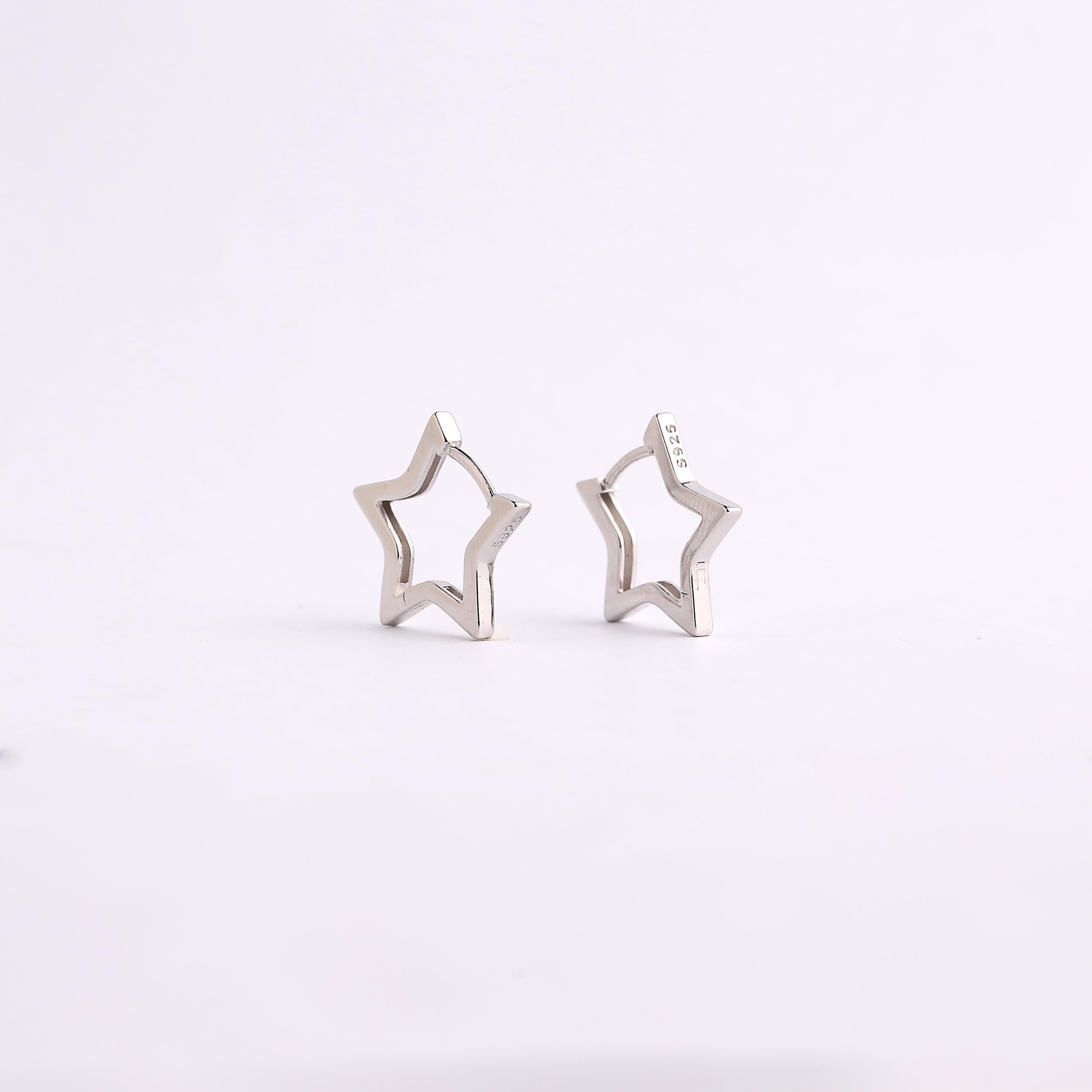 Gold Star Shaped Huggie Hoop Earrings