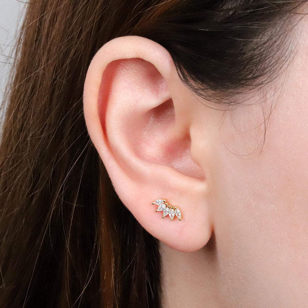 Marquise Fan Crown Stud Earrings