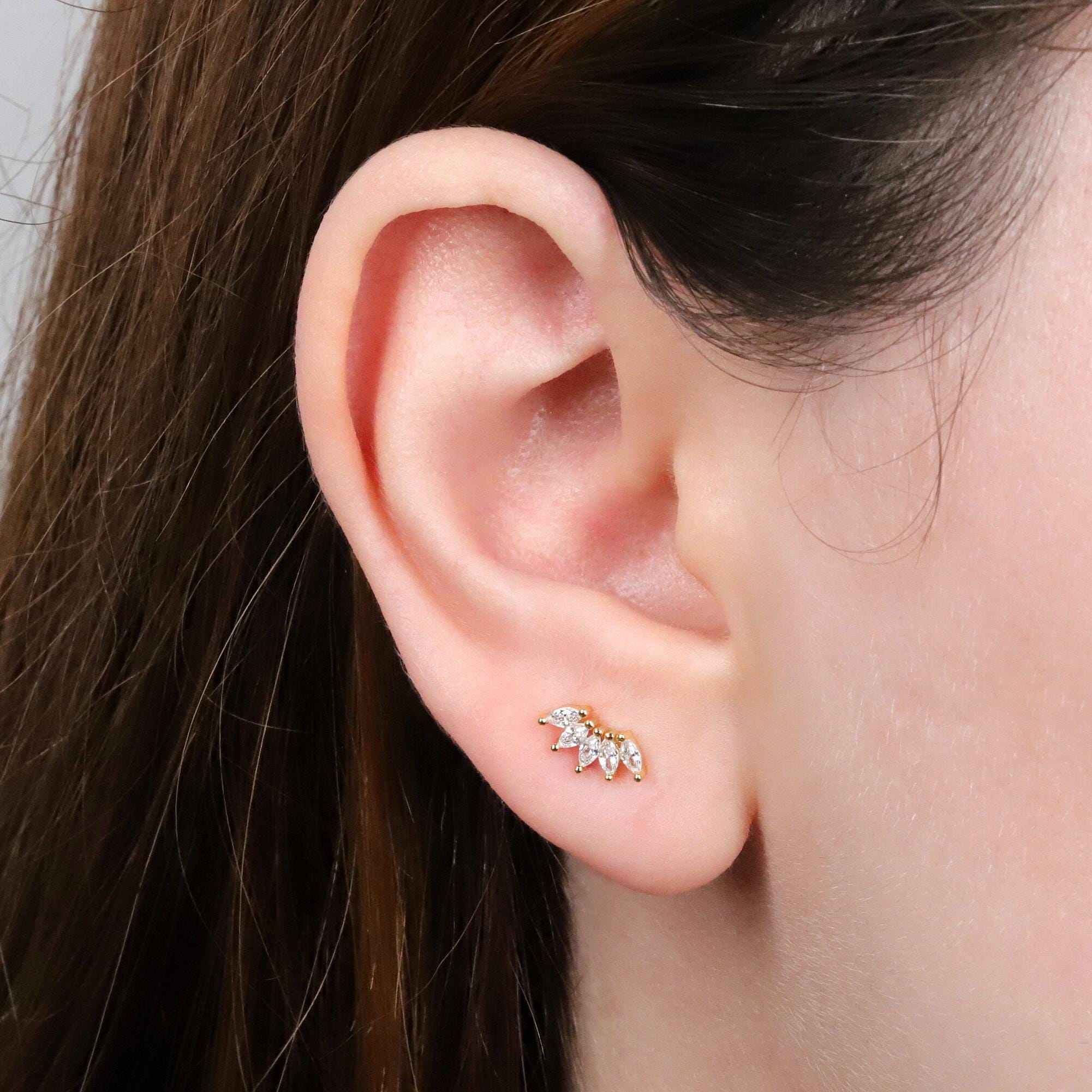 Marquise Fan Crown Stud Earrings