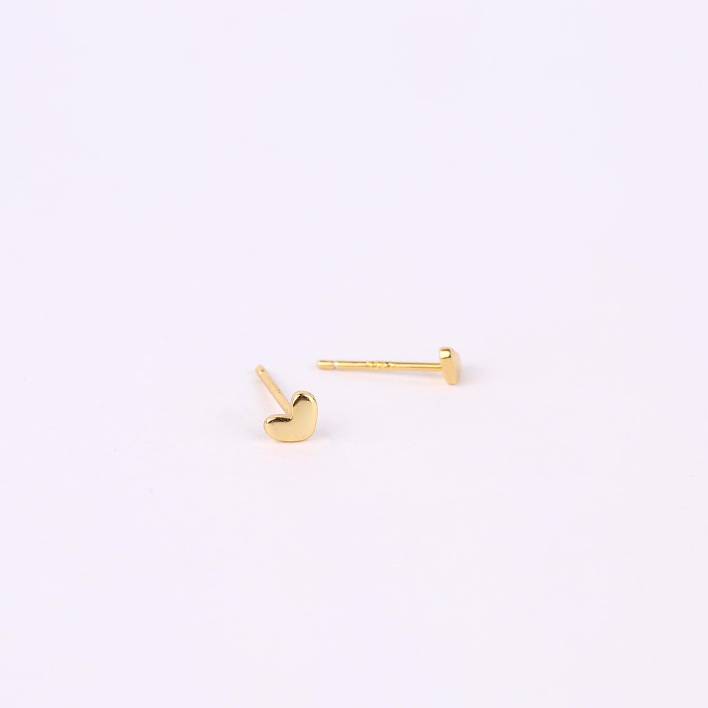 Tiny Gold Heart Stud Earrings