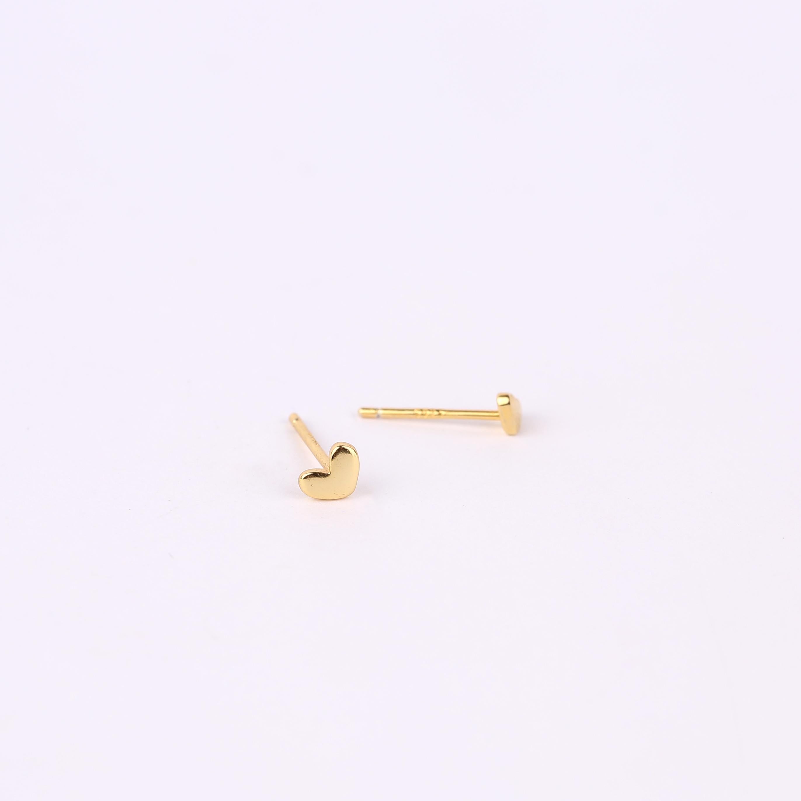 Tiny Gold Heart Stud Earrings