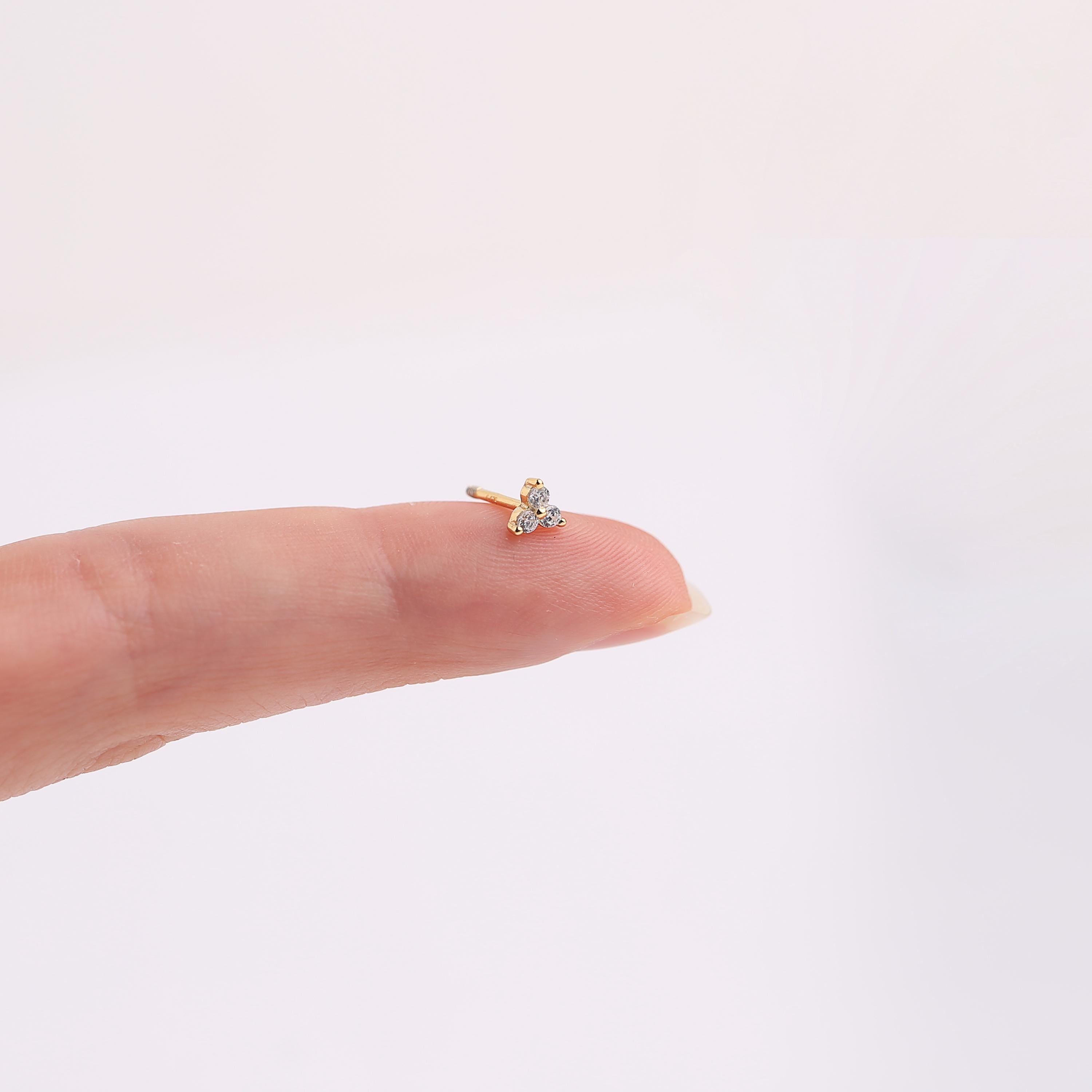 20G Tiny Flower Shape Sterling Silver Stud Earring with Screw