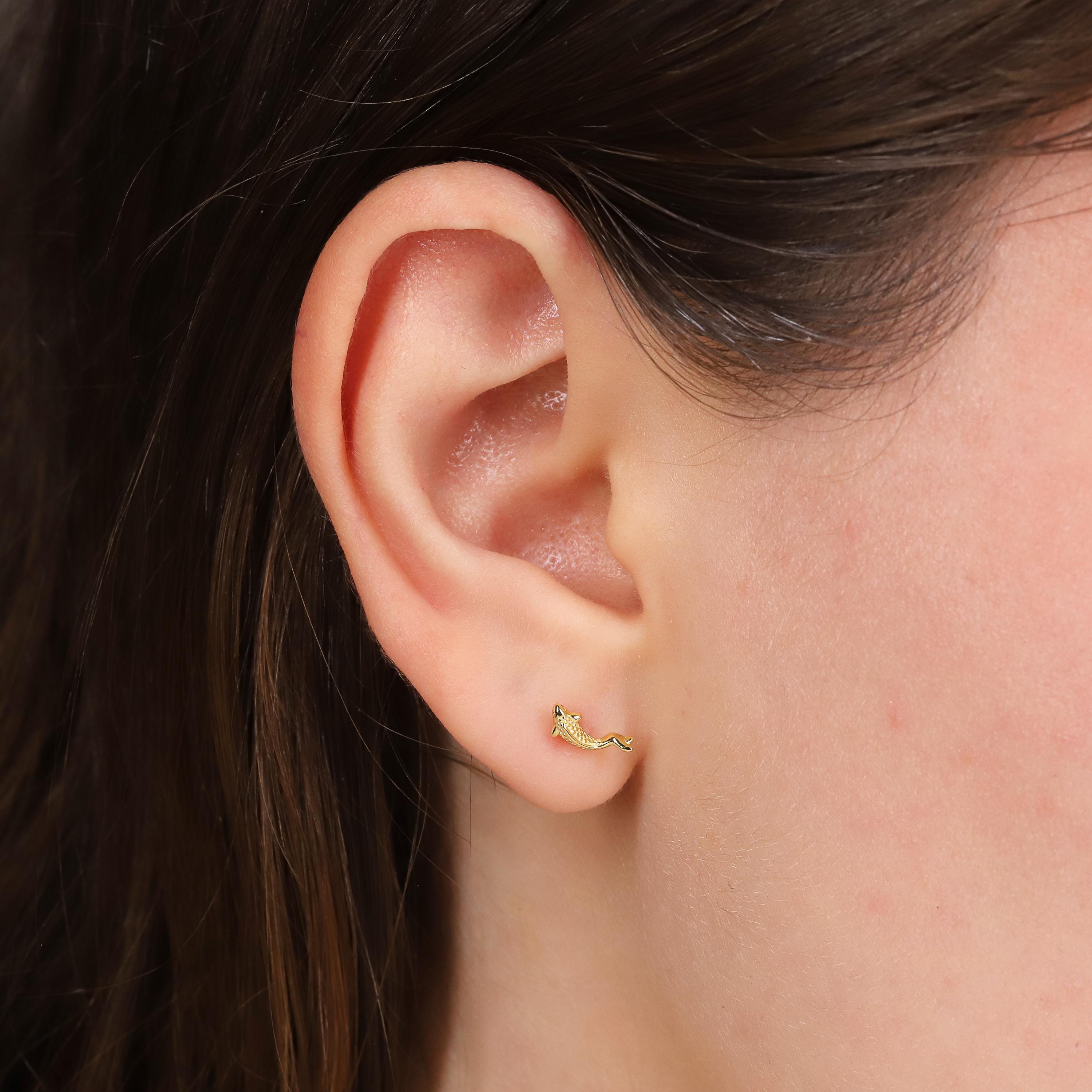Sterling Silver Koi Fish Stud Earring