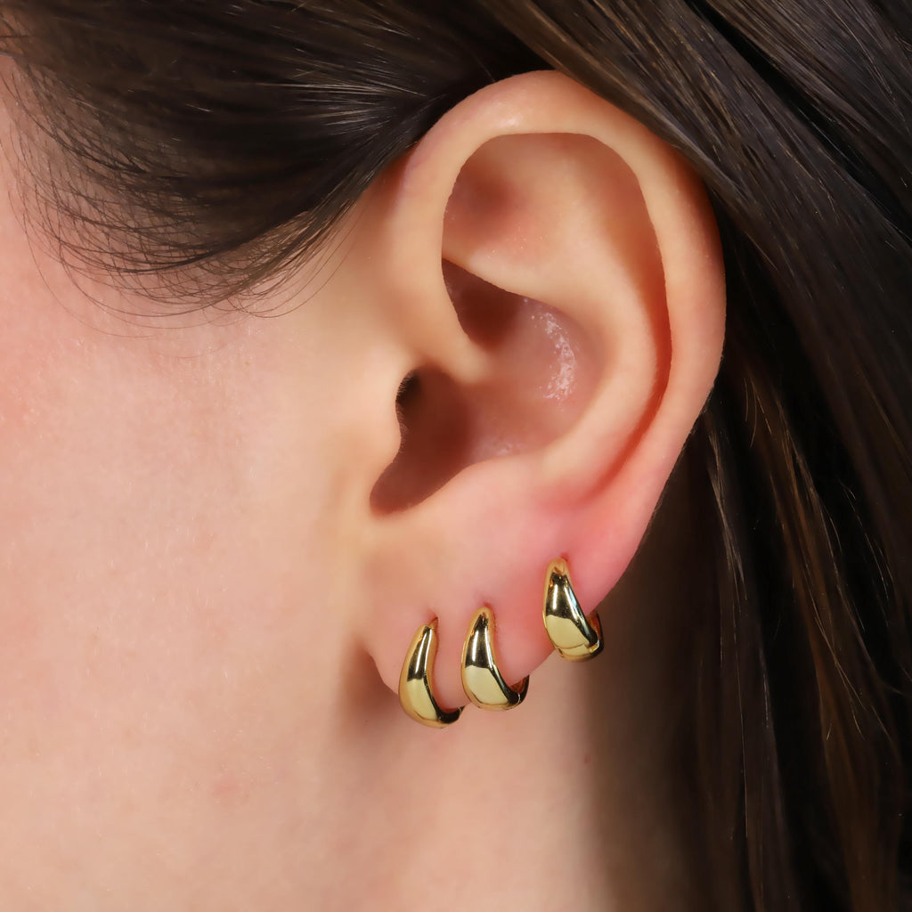Gold Tapered Huggie Hoop Earrings