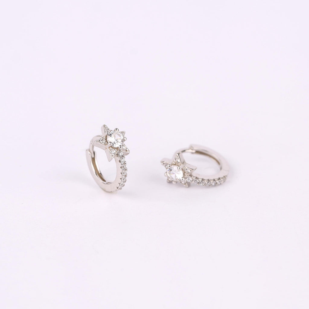 Tiny Pave Star Gold Huggie Hoop Earrings