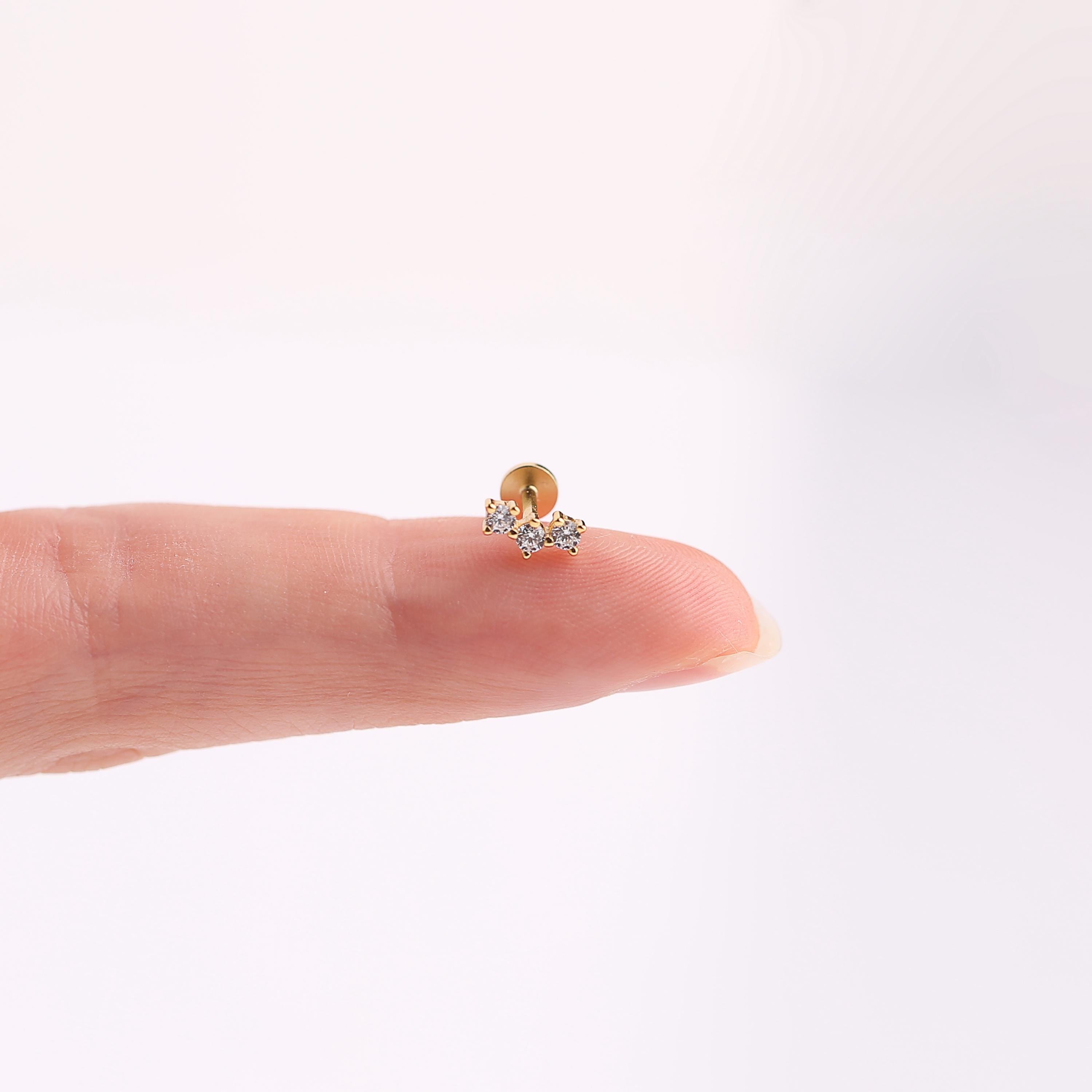 18G Trinity CZ Climber Threadless Push Pin Labret