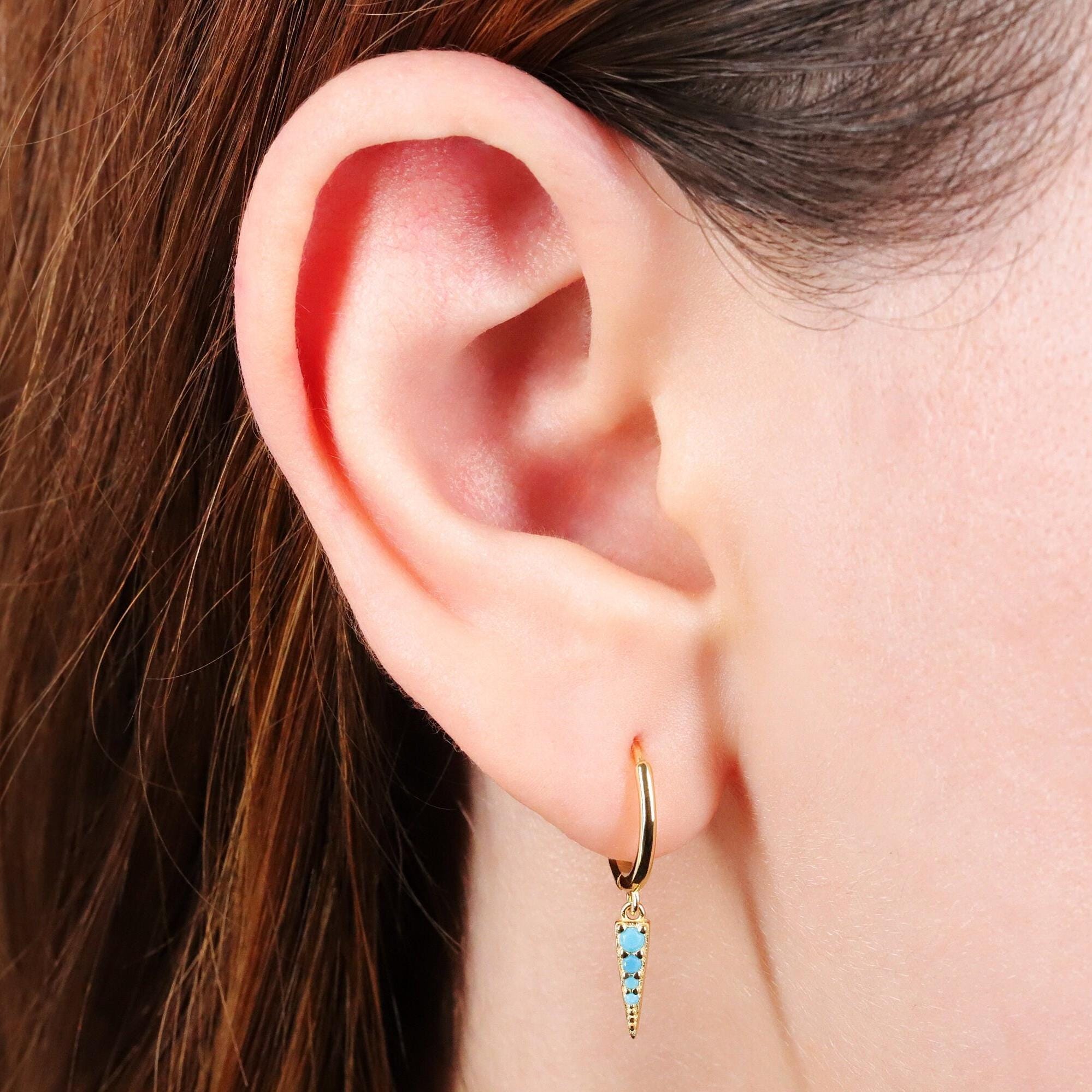 Sterling Silver Spike Dangle Hoop Earrings