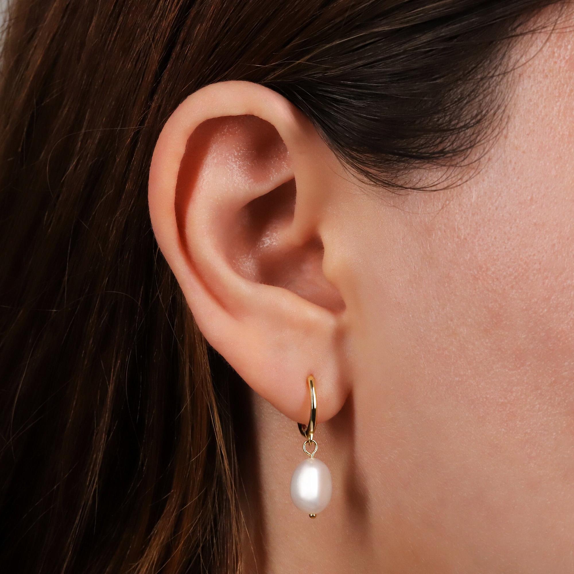 Pearl Hoop Earrings Set