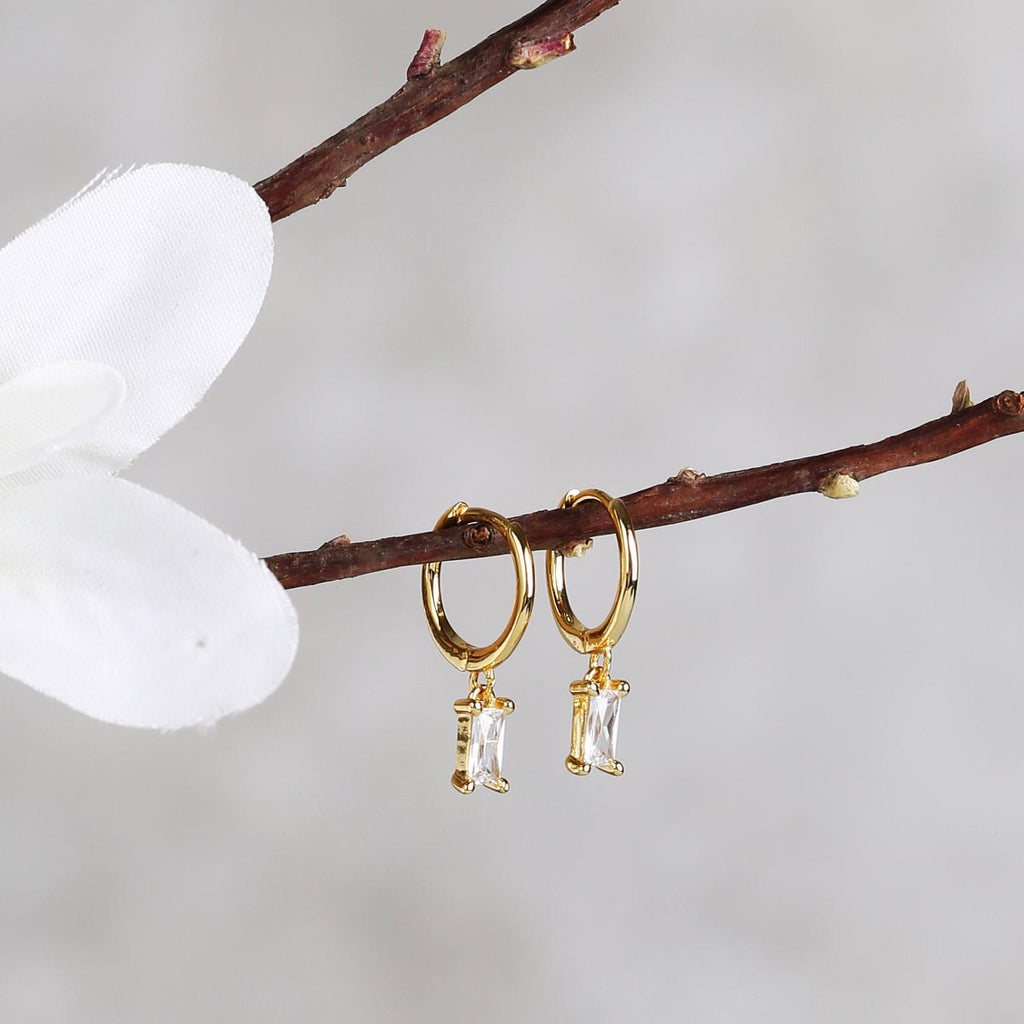 Black Stone Dangle Hoop Earrings