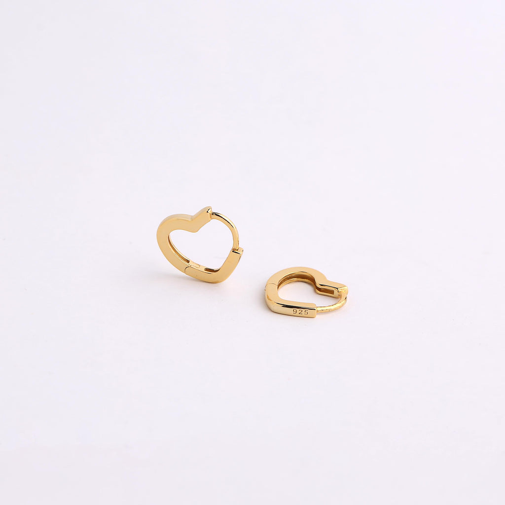 Gold Heart Huggie Hoop Earrings