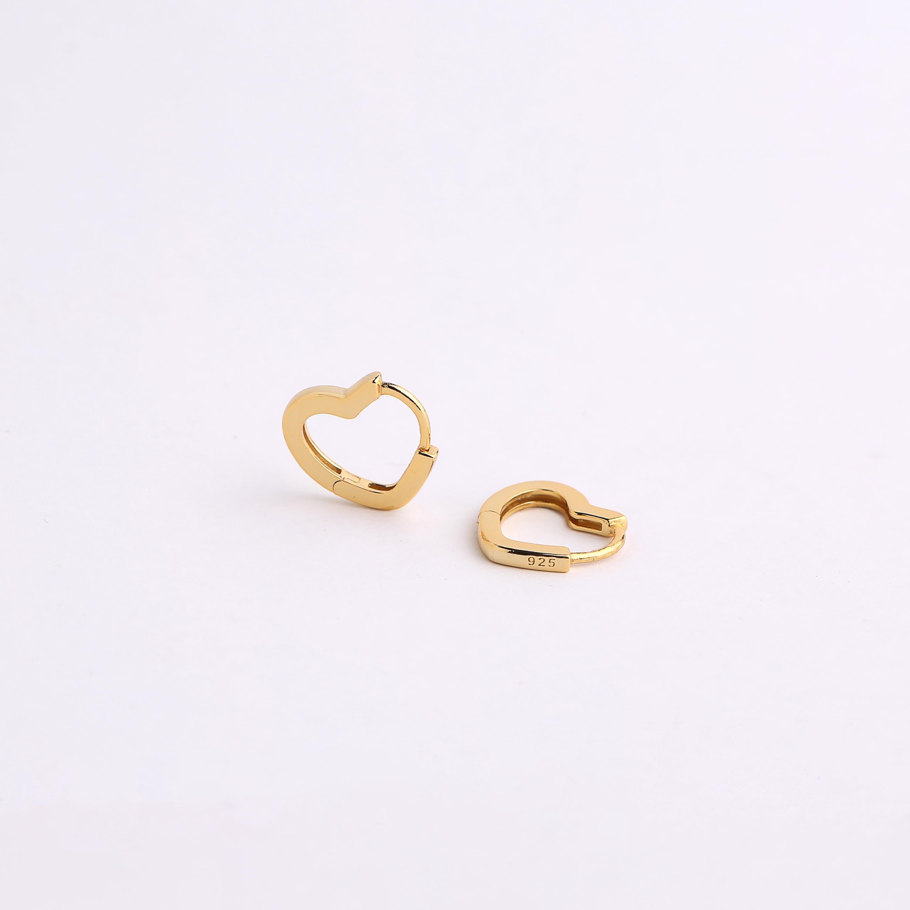 Gold Heart Huggie Hoop Earrings