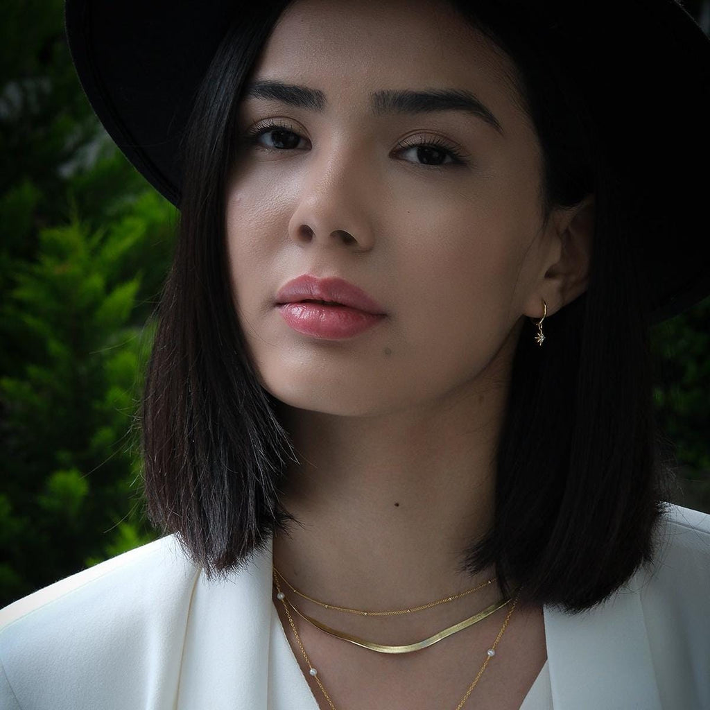 North Star Dangle Hoop Earrings