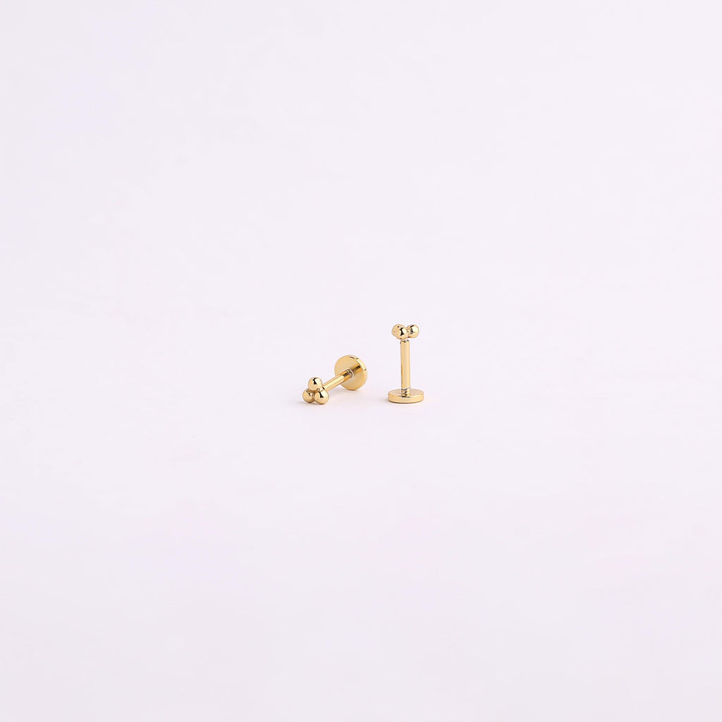 Tiny Trinity Ball Threadless Flat Back Stud