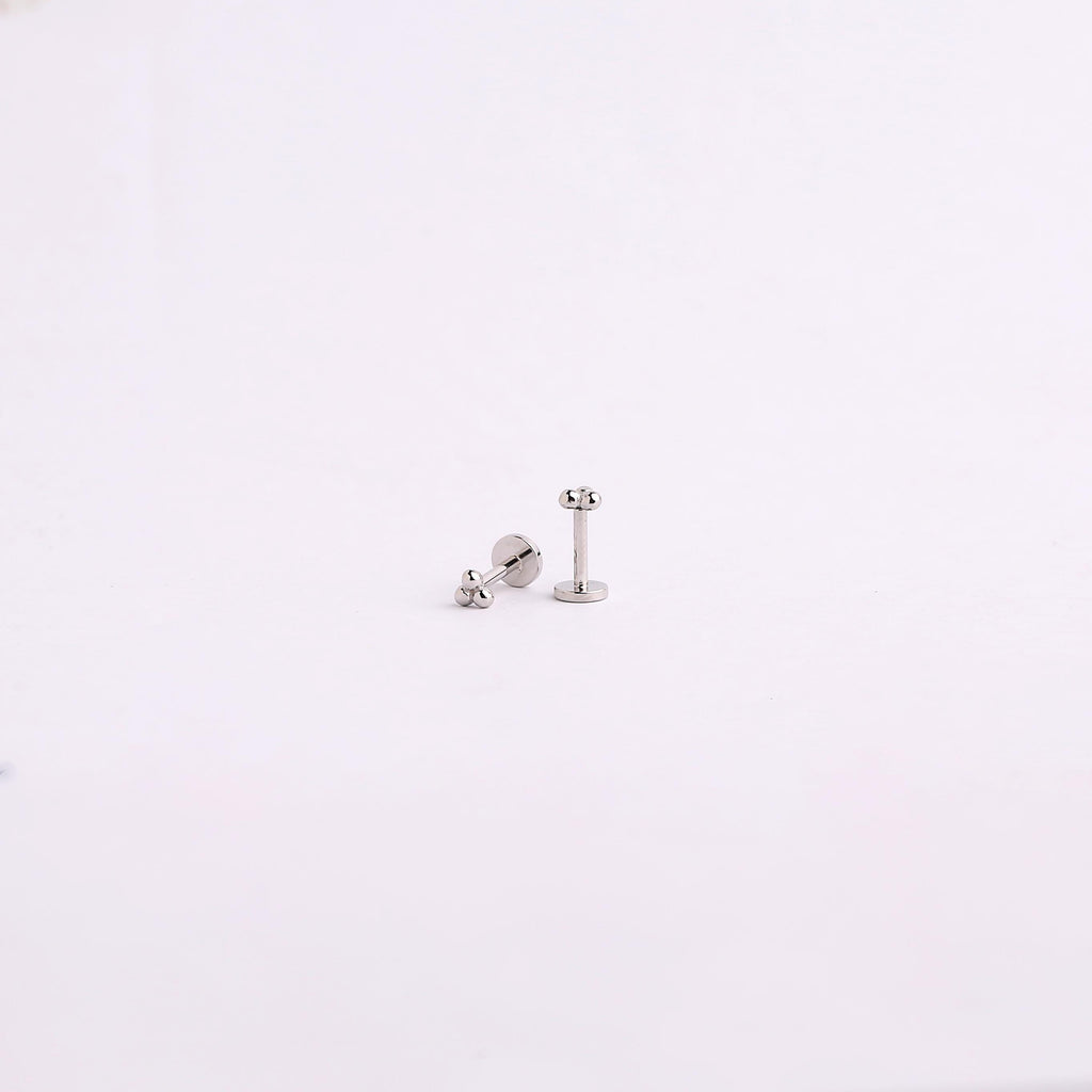 Tiny Trinity Ball Threadless Flat Back Stud
