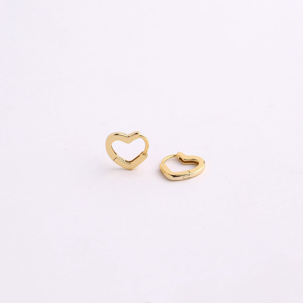 Gold Heart Huggie Hoop Earrings