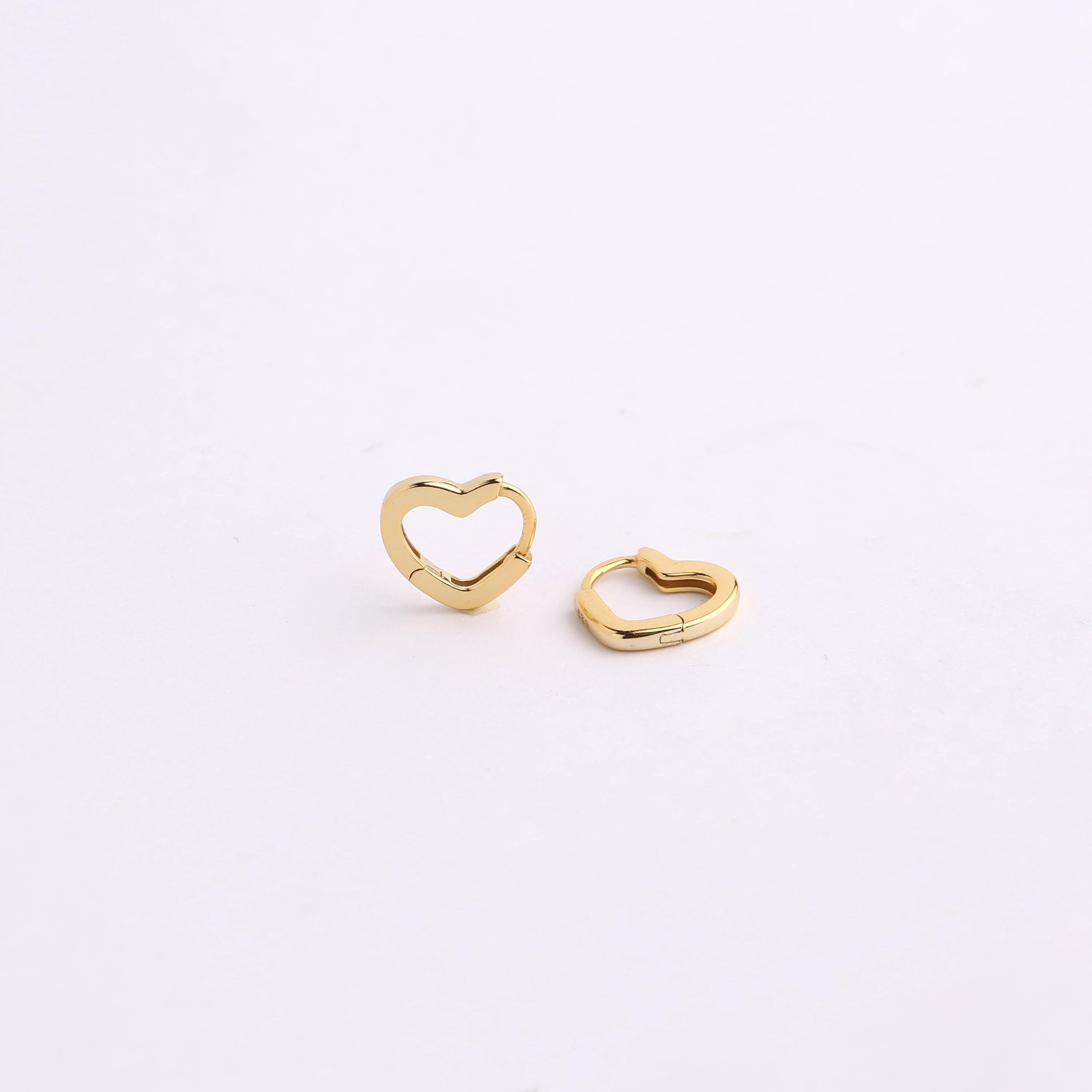 Gold Heart Huggie Hoop Earrings