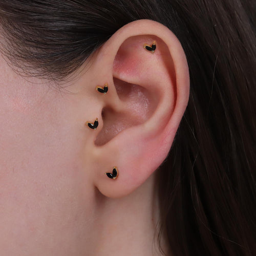 Black Marquise Leaf Flat Back Stud