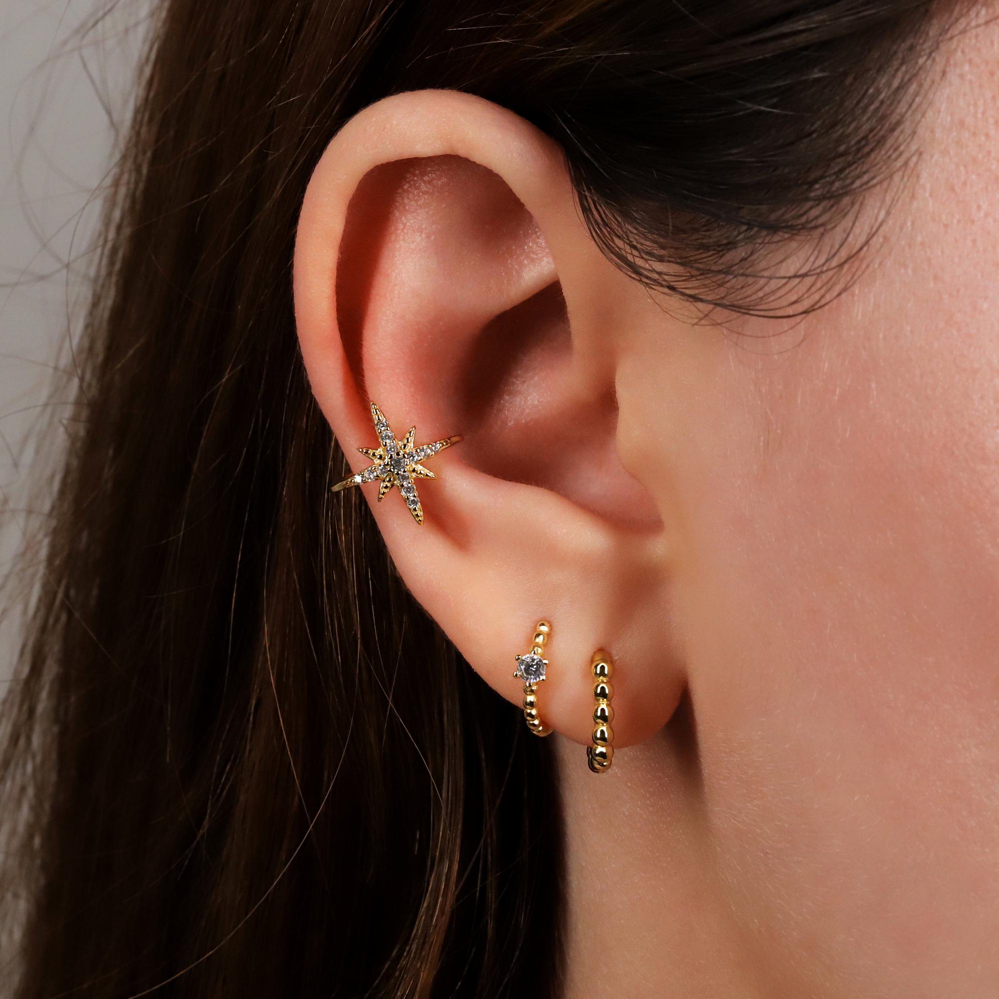 Starburst Ear Cuff Earring Non-Pierced