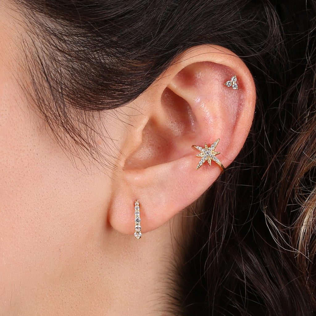 Starburst Ear Cuff Earring Non-Pierced