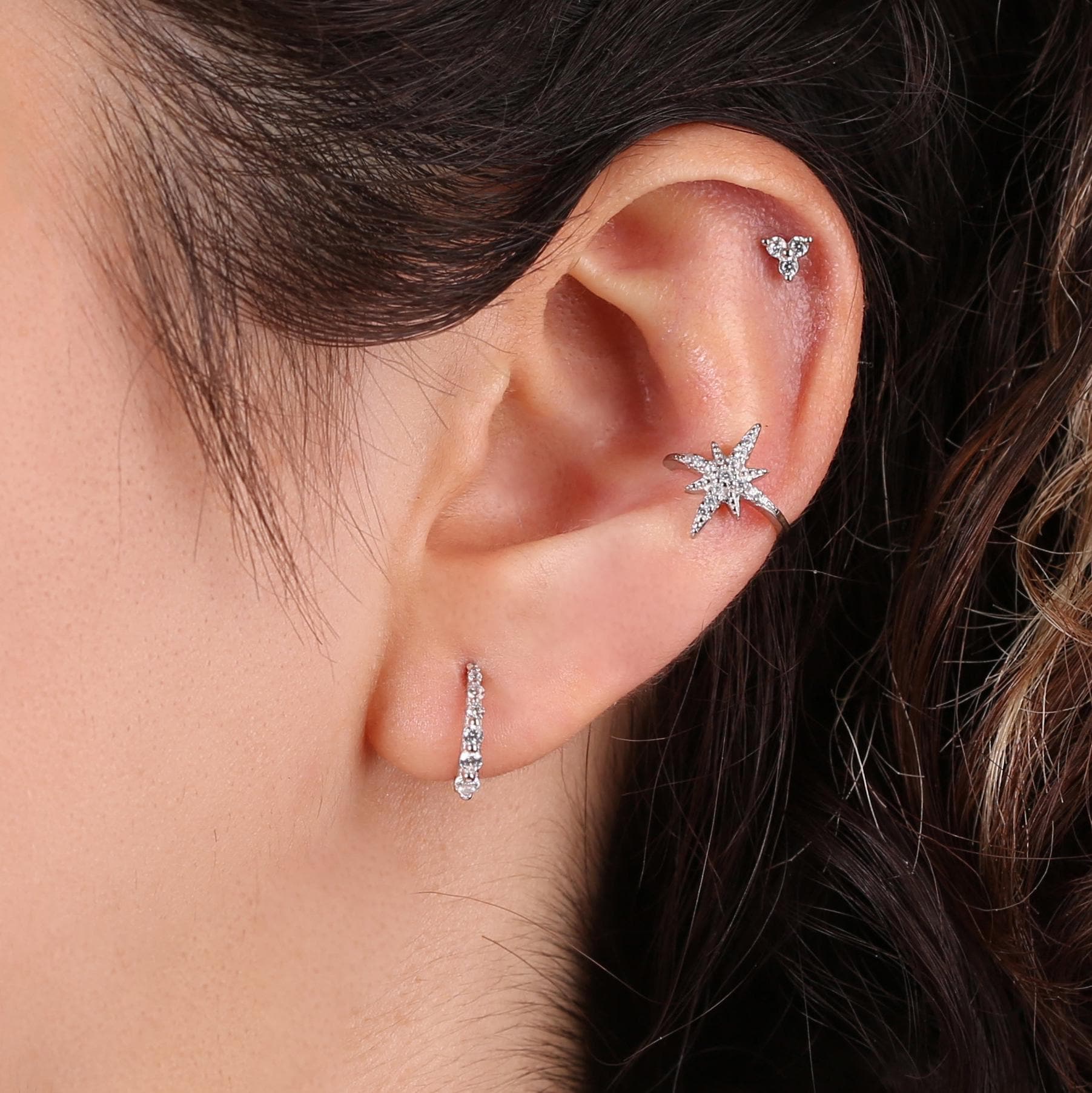 Starburst Ear Cuff Earring Non-Pierced